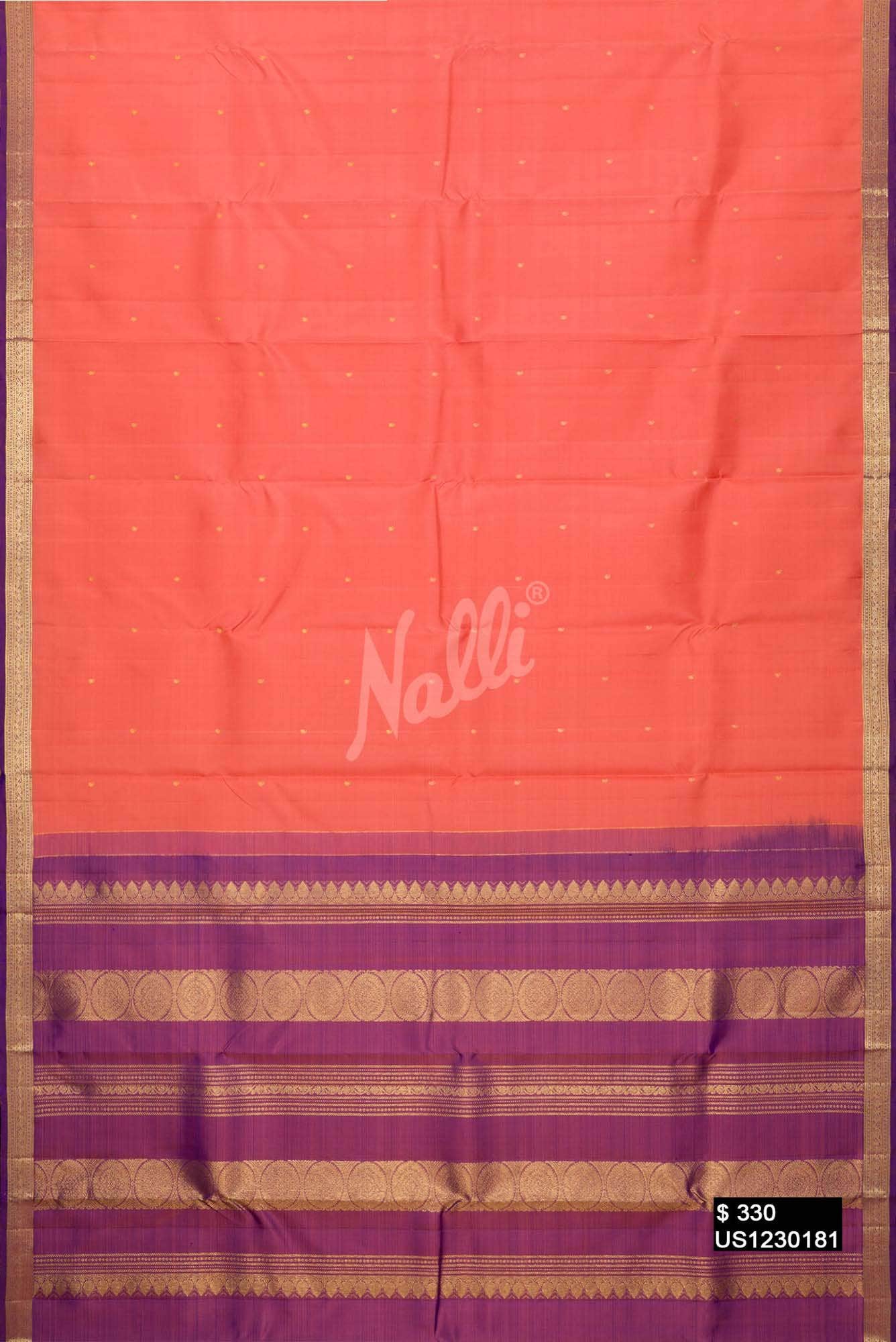 Peach Kanchipuram Silk Saree