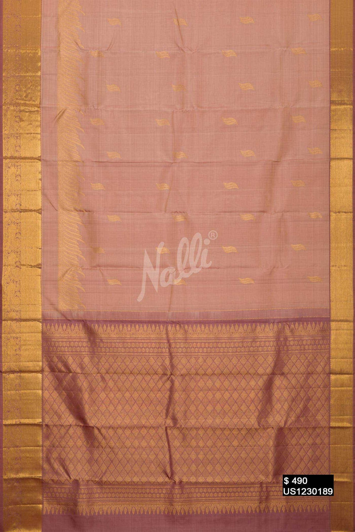 Rose Gold Kanchipuram Silk Saree
