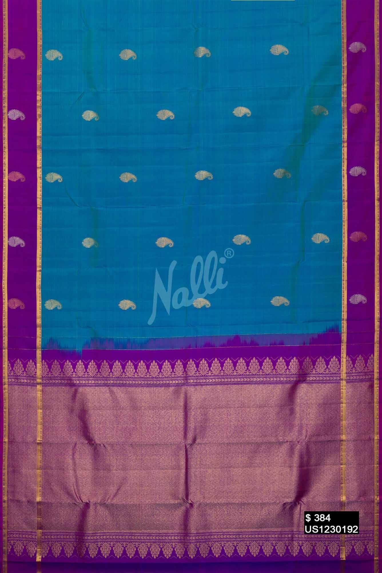 Peacock Blue Kanchipuram Silk Saree