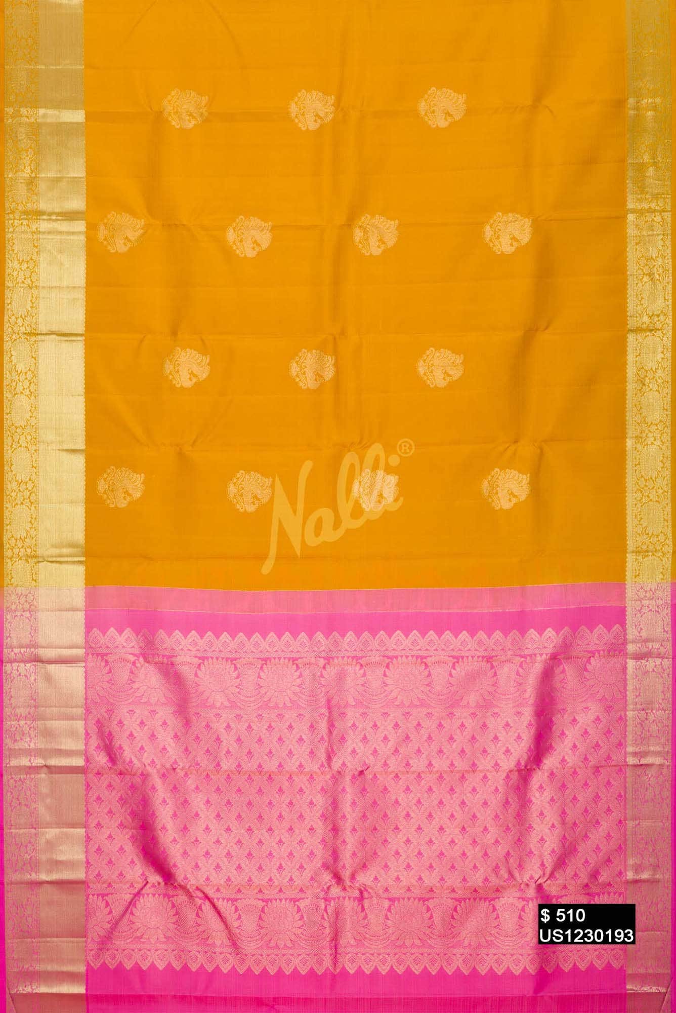 Mustard Kanchipuram Silk Saree