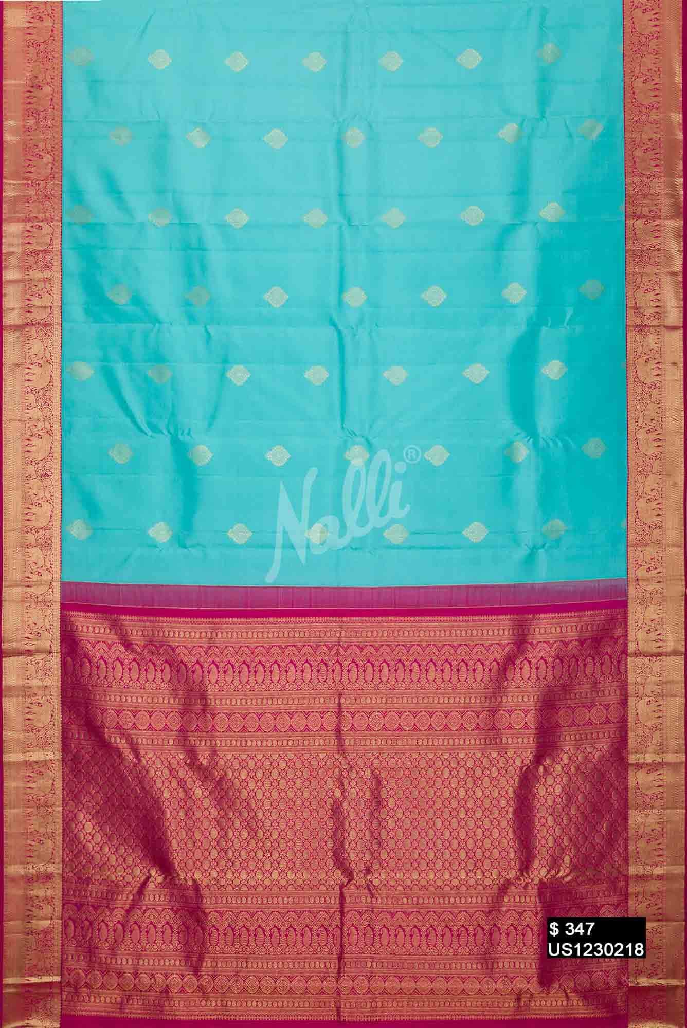 Sky Blue Kanchipuram Silk Saree