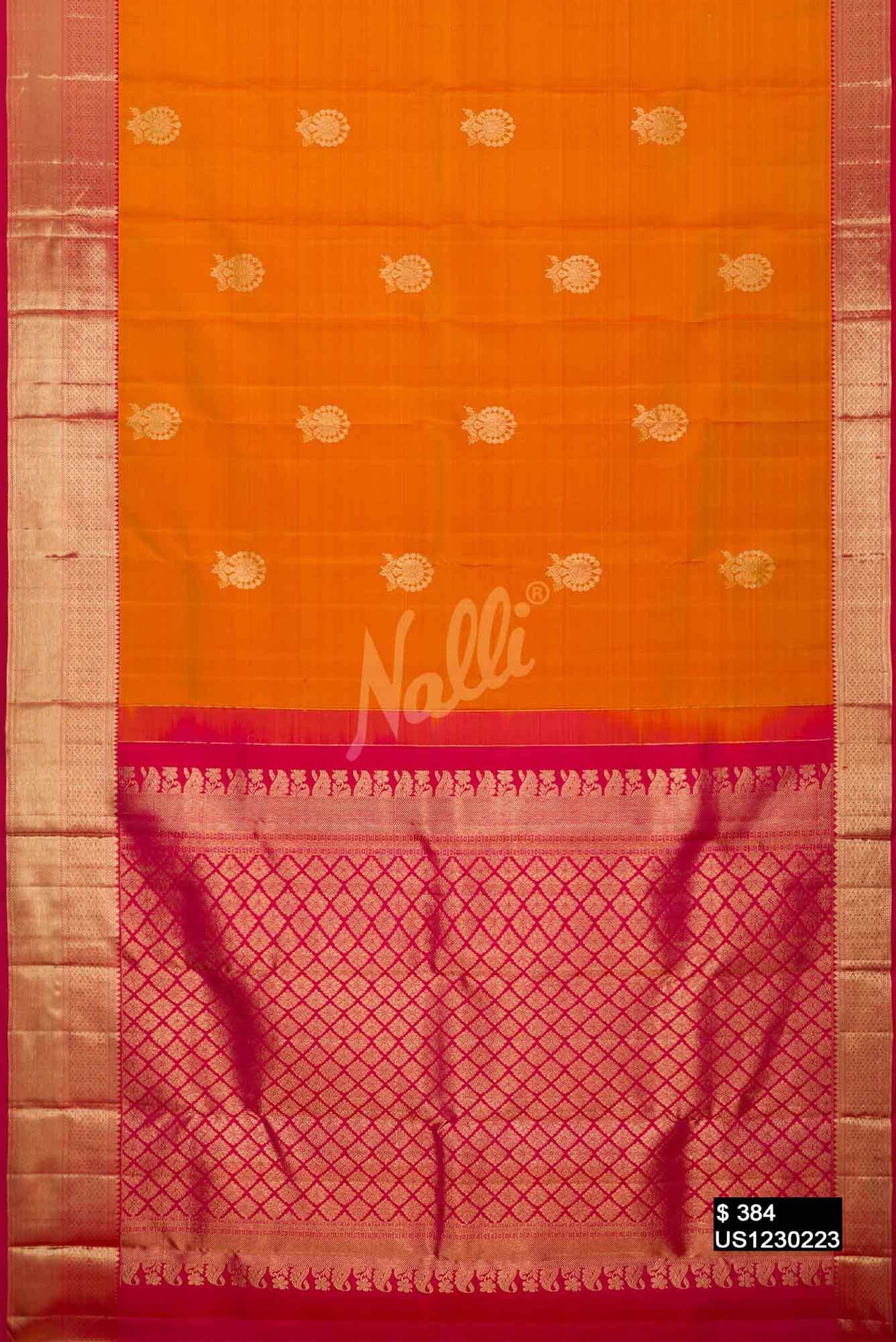 Mustard Kanchipuram Silk Saree