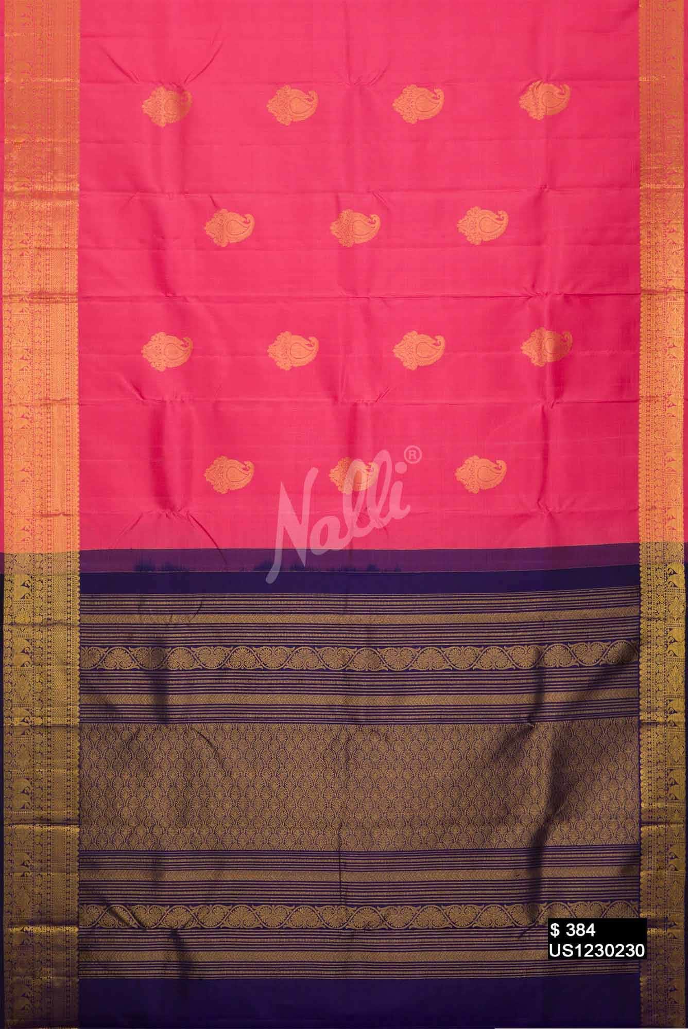 Dark Pink Kanchipuram Silk Saree
