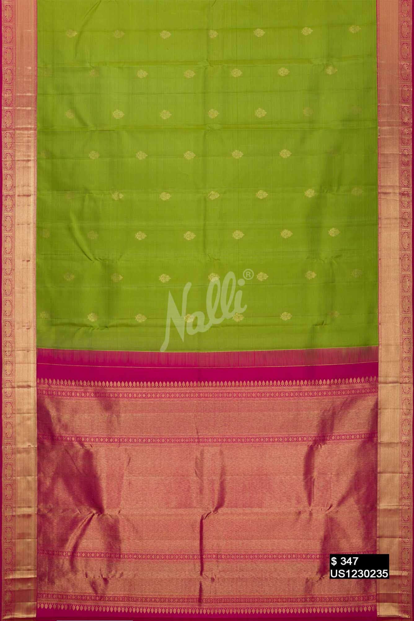 Parrot Green Kanchipuram Silk Saree