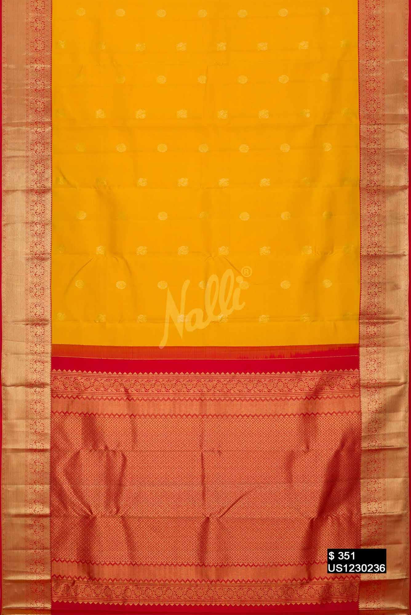 Mustard Kanchipuram Silk Saree