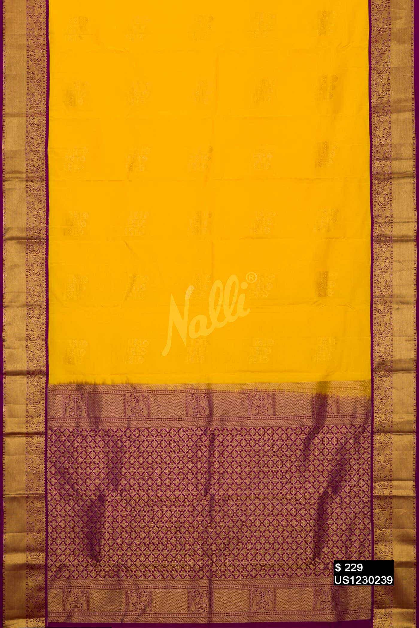 Yellow Kanchipuram Silk Saree