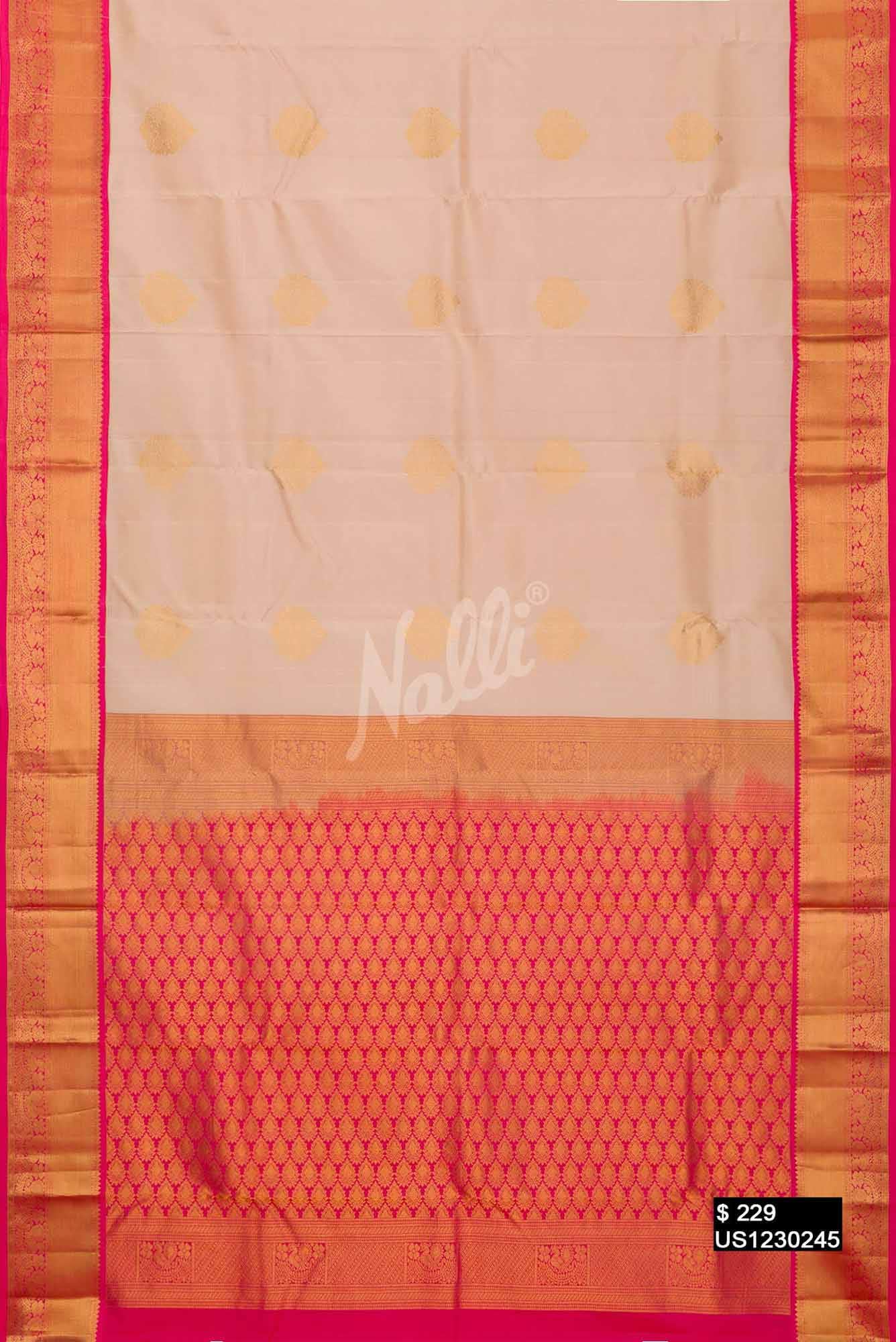 Golden Peach Kanchipuram Silk Saree