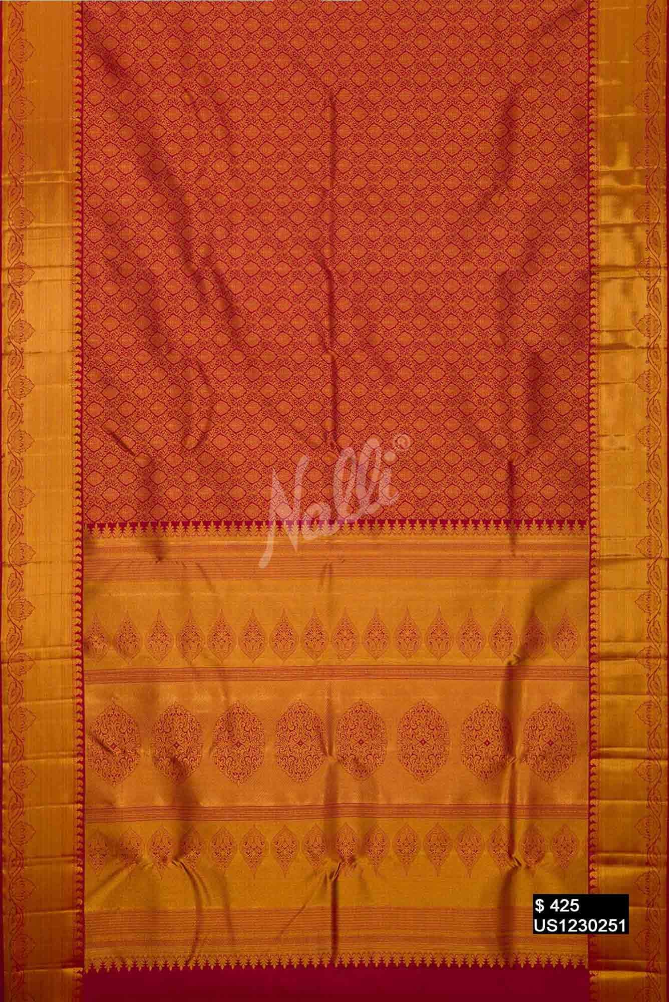 Maroon Kanchipuram Silk Saree