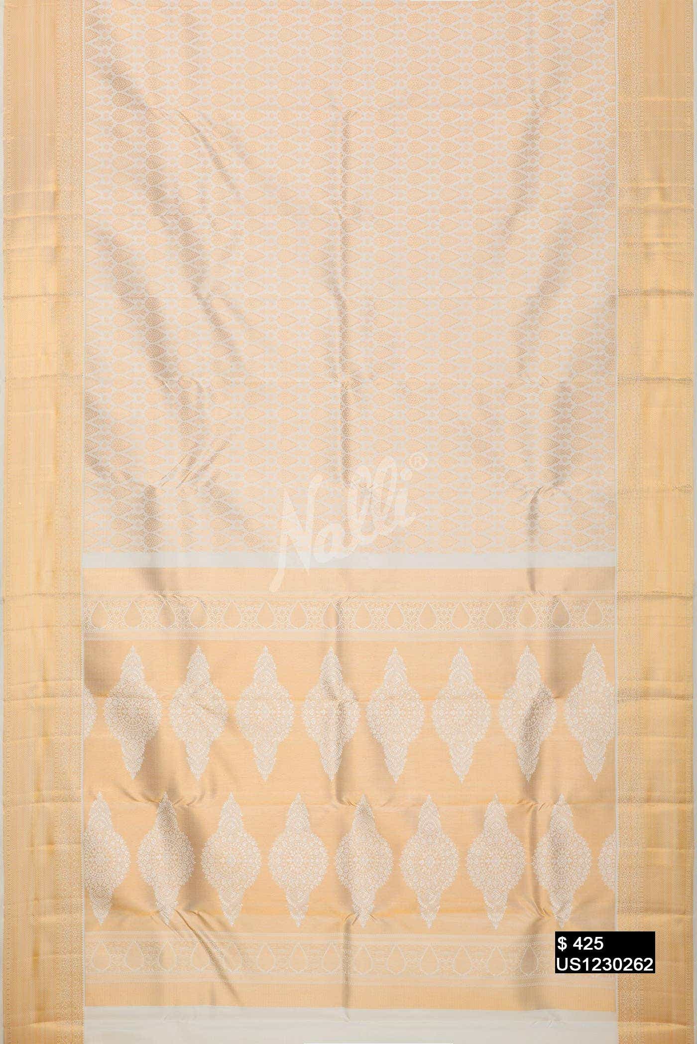Off White Kanchipuram Silk Saree