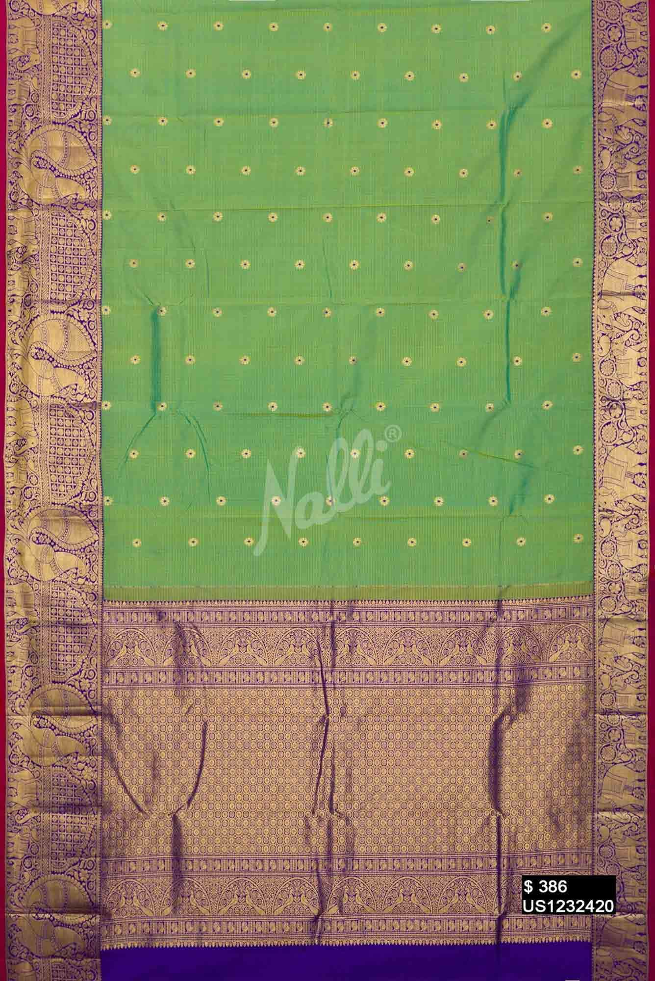Pista Green Kanchipuram Silk Saree