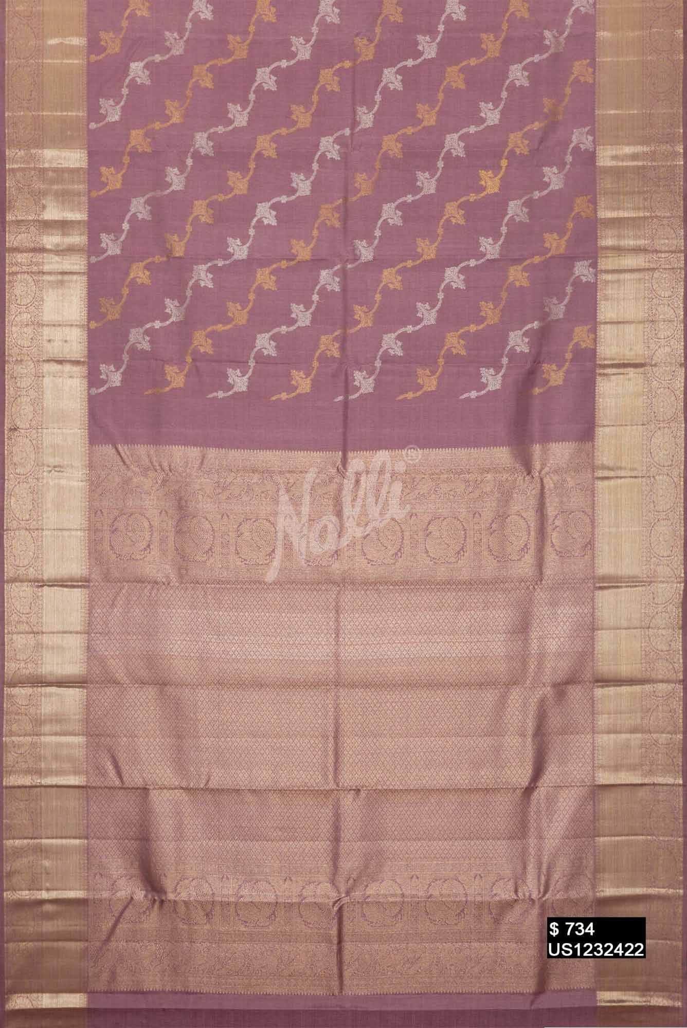 Lavender Kanchipuram Silk Saree