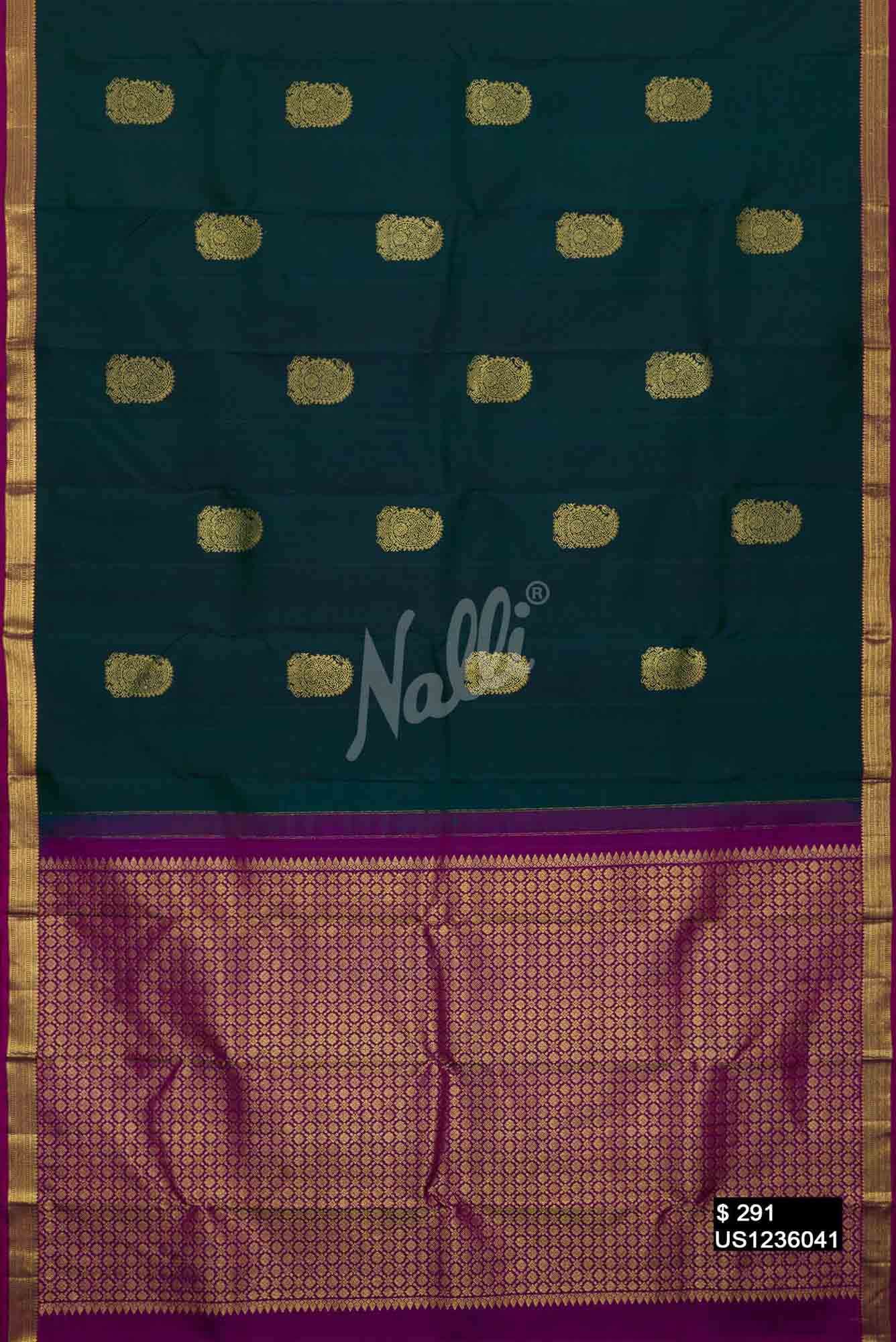 Bottle Green Kanchipuram Silk Saree