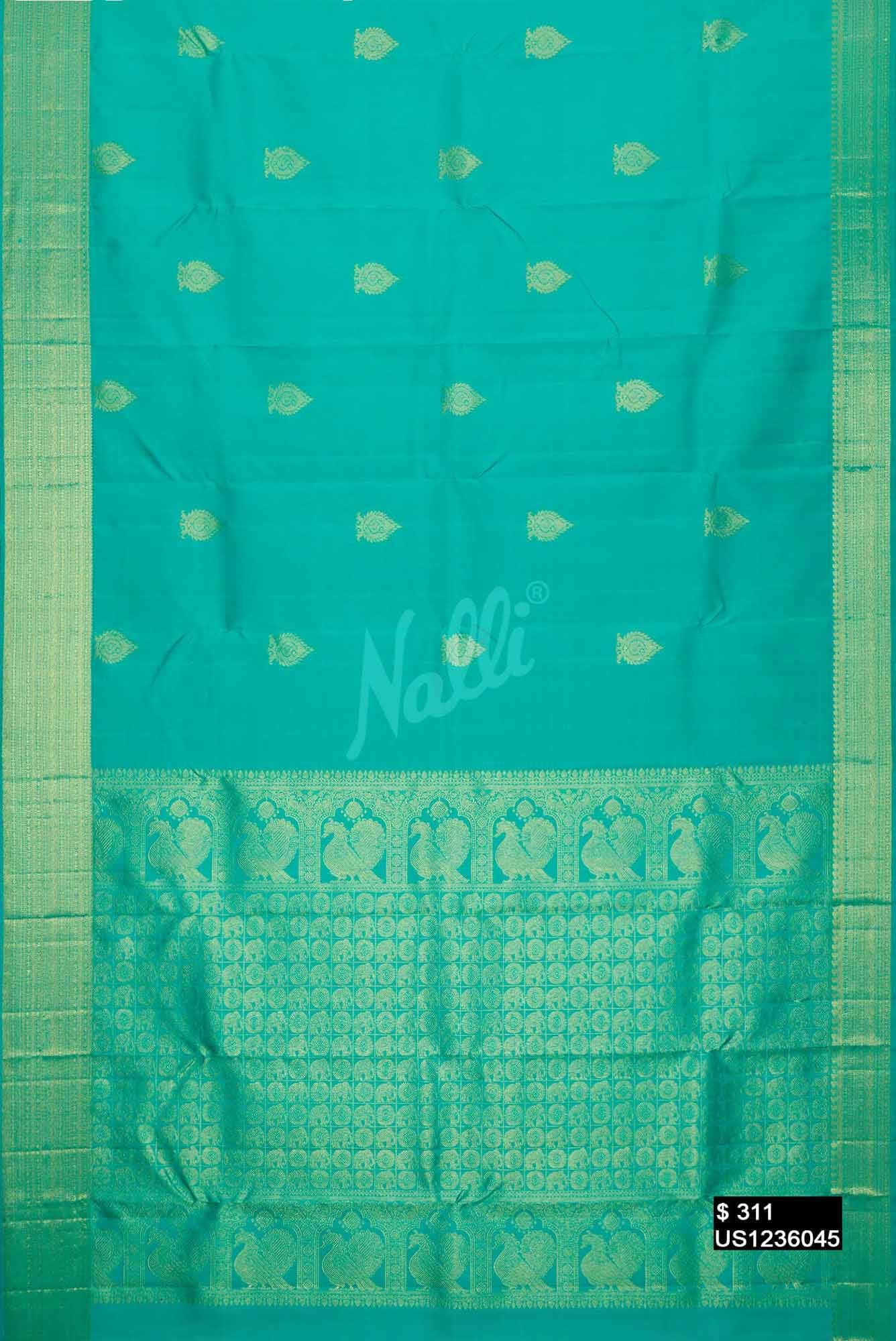 Sea Green Kanchipuram Silk Saree