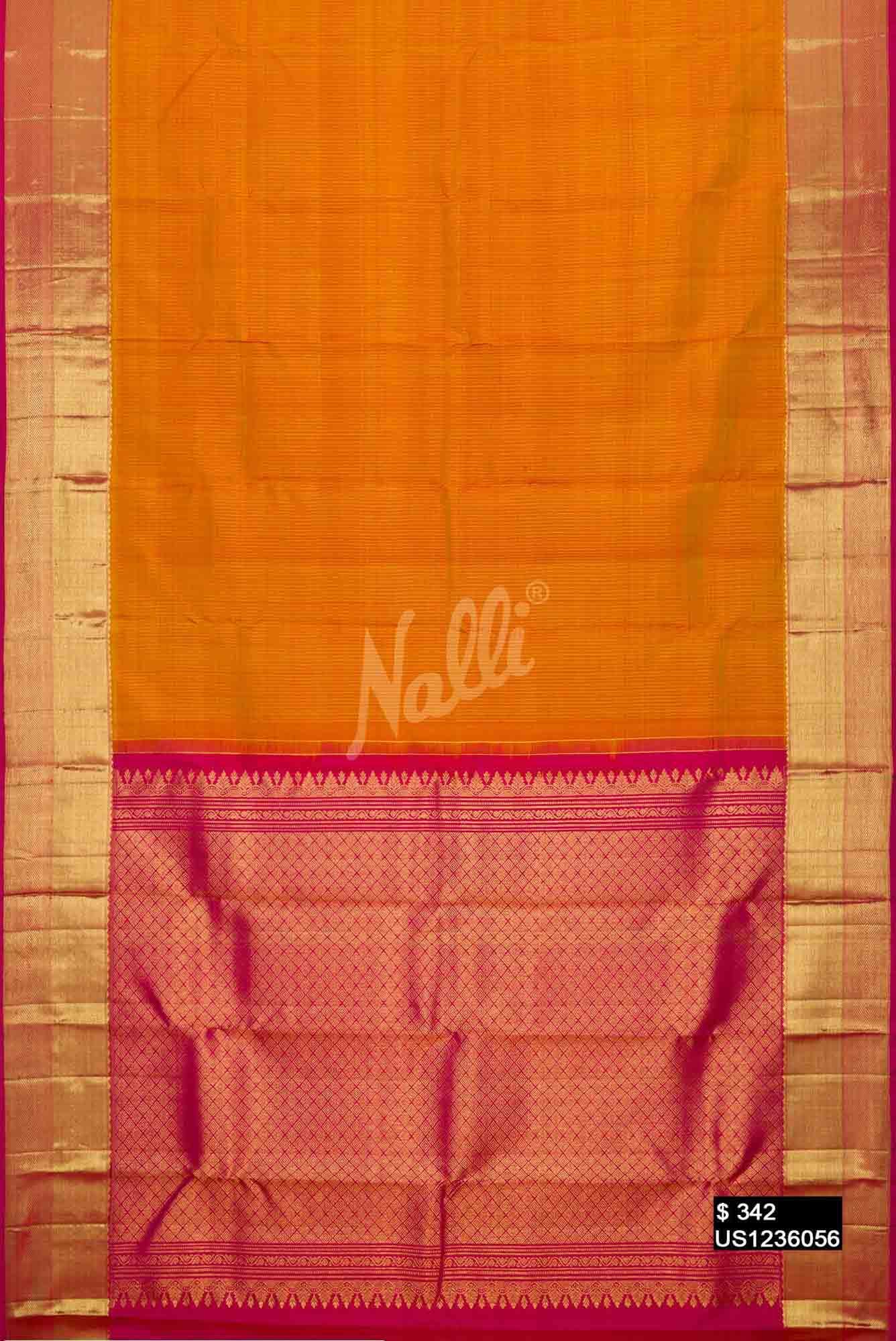 Mustard Kanchipuram Silk Saree