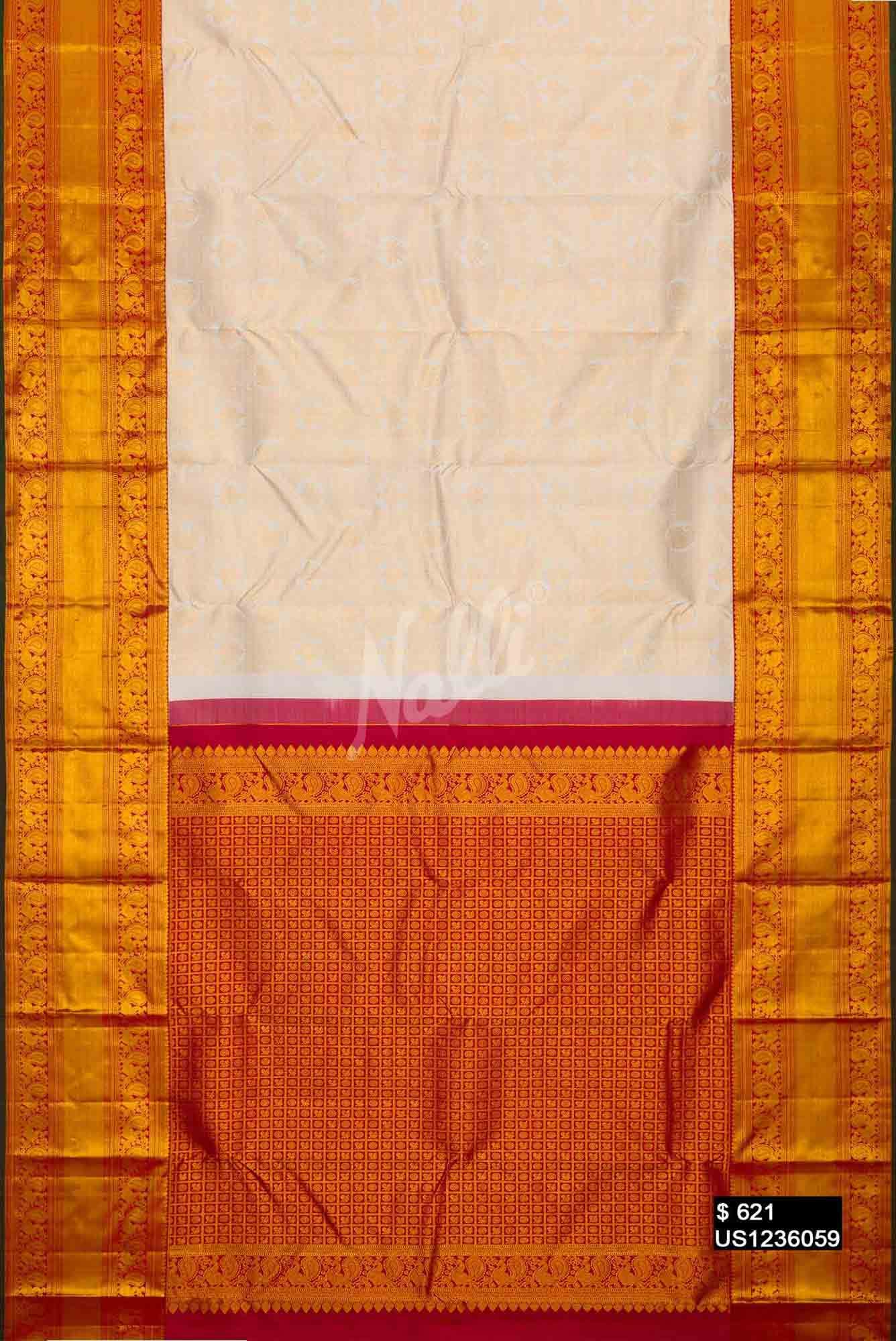 Off White Kanchipuram Tissue Silk Saree