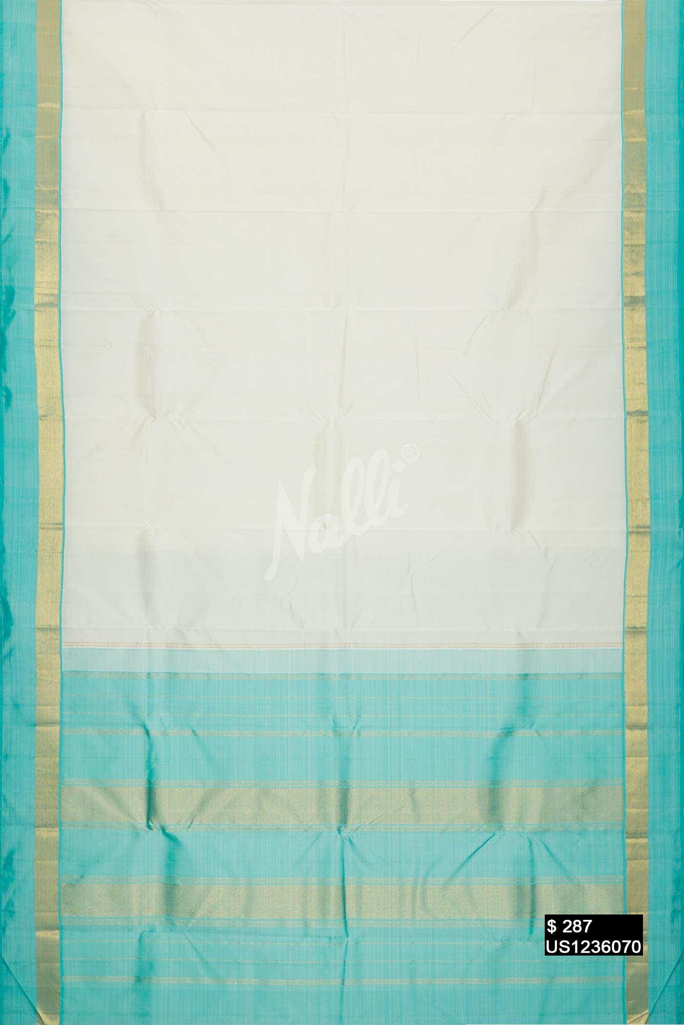 Off White Kanchipuram Silk Saree