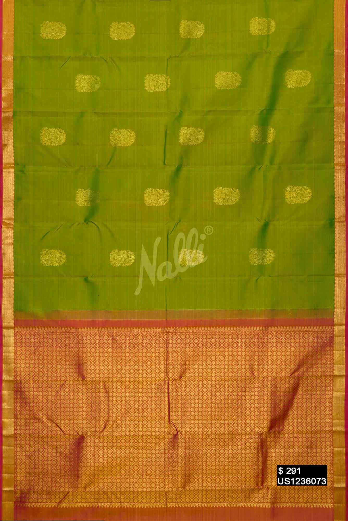Parrot Green Kanchipuram Silk Saree
