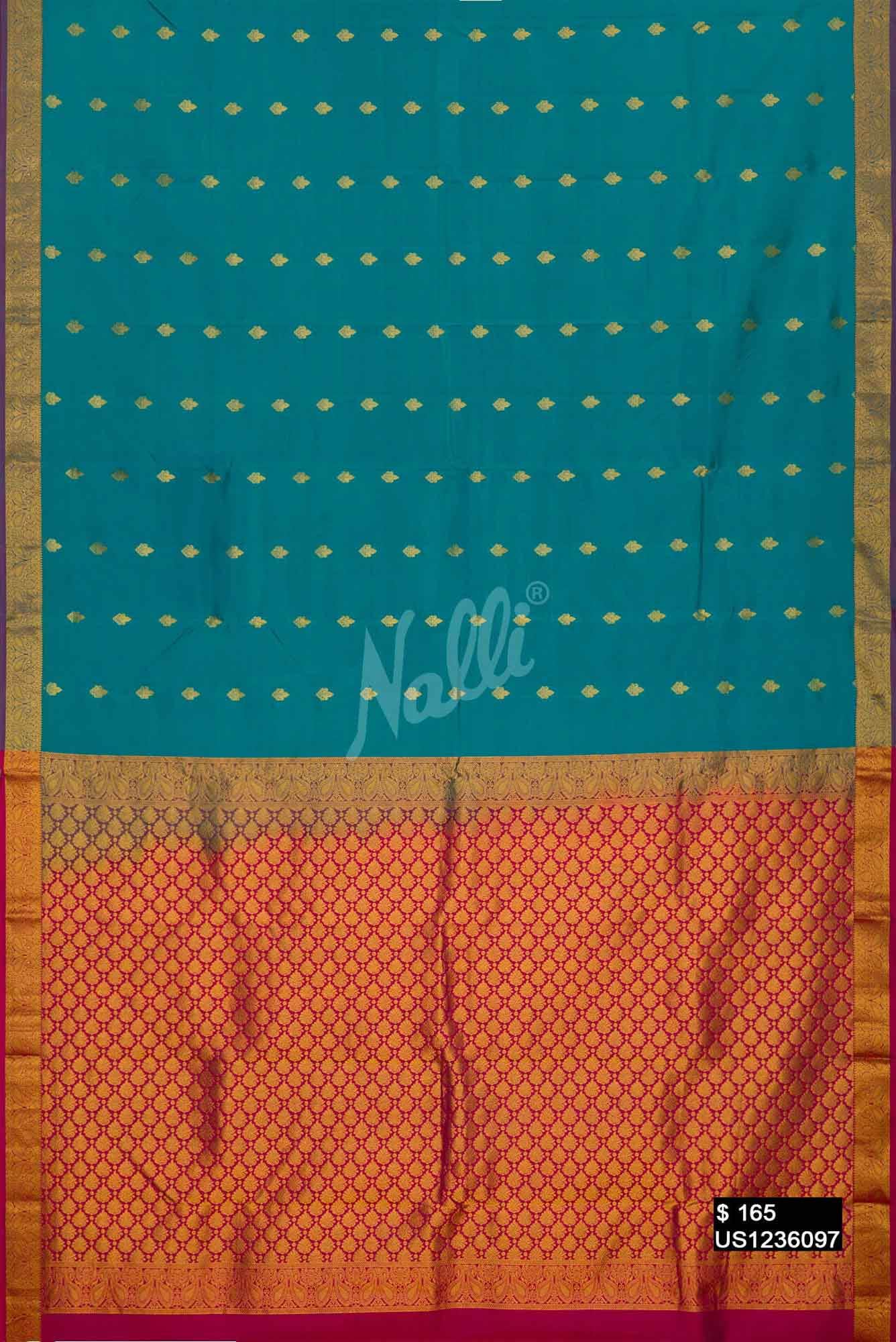 Peacock Blue Kanchipuram Silk Saree