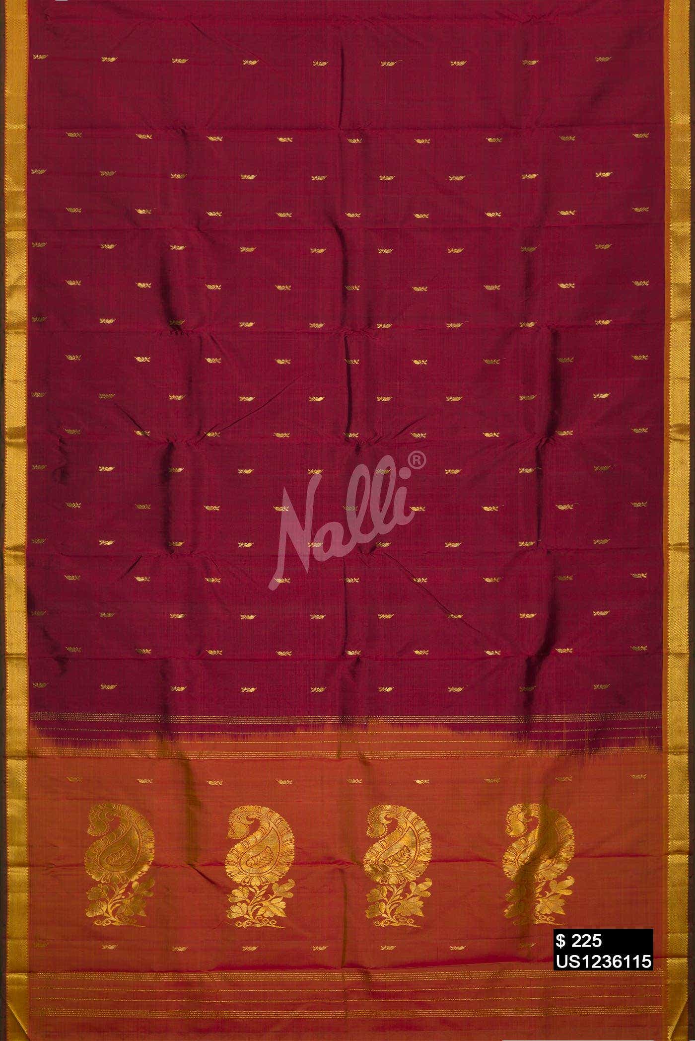 Maroon Kanchipuram Silk Saree