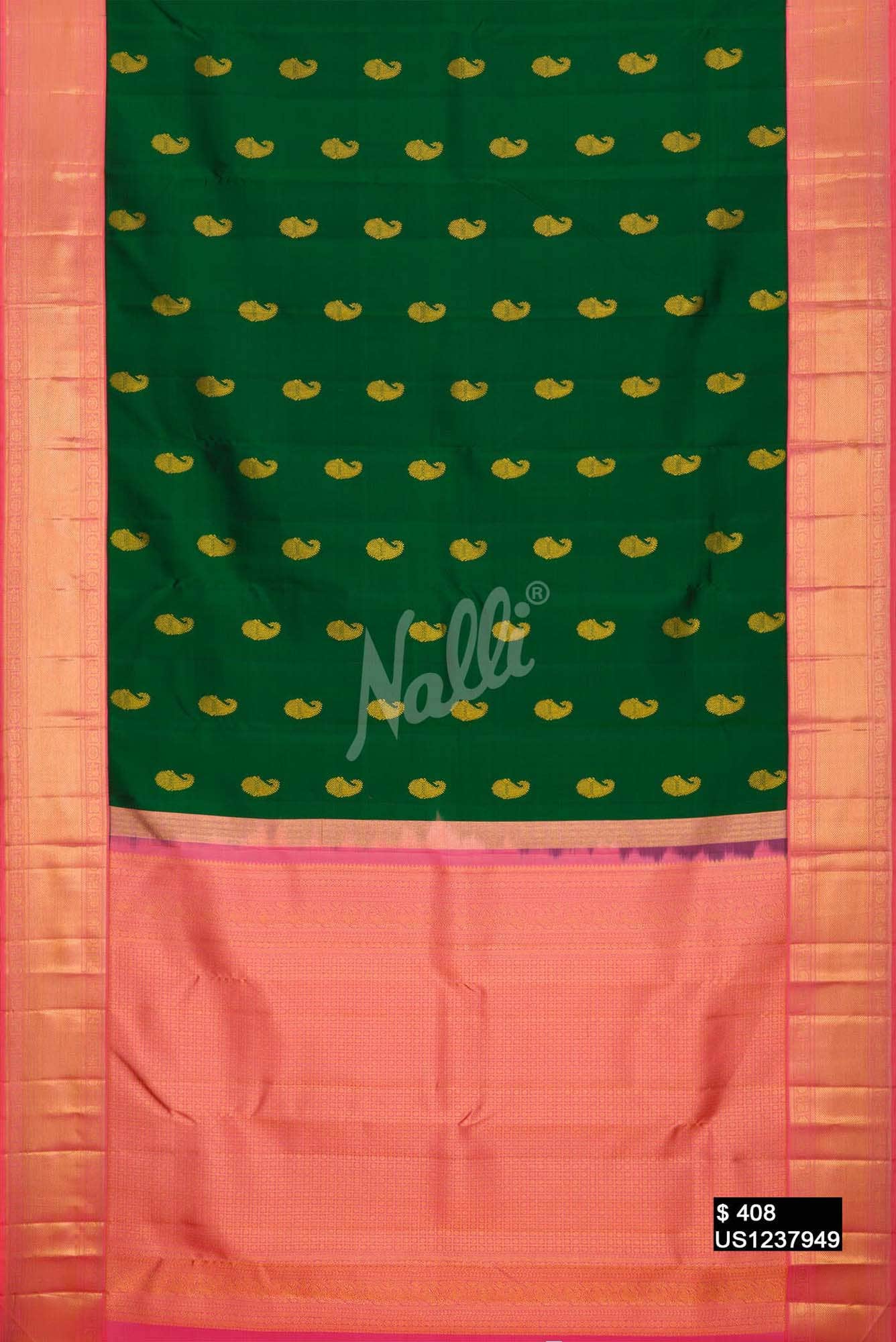 Bottle Green Kanchipuram Silk Saree