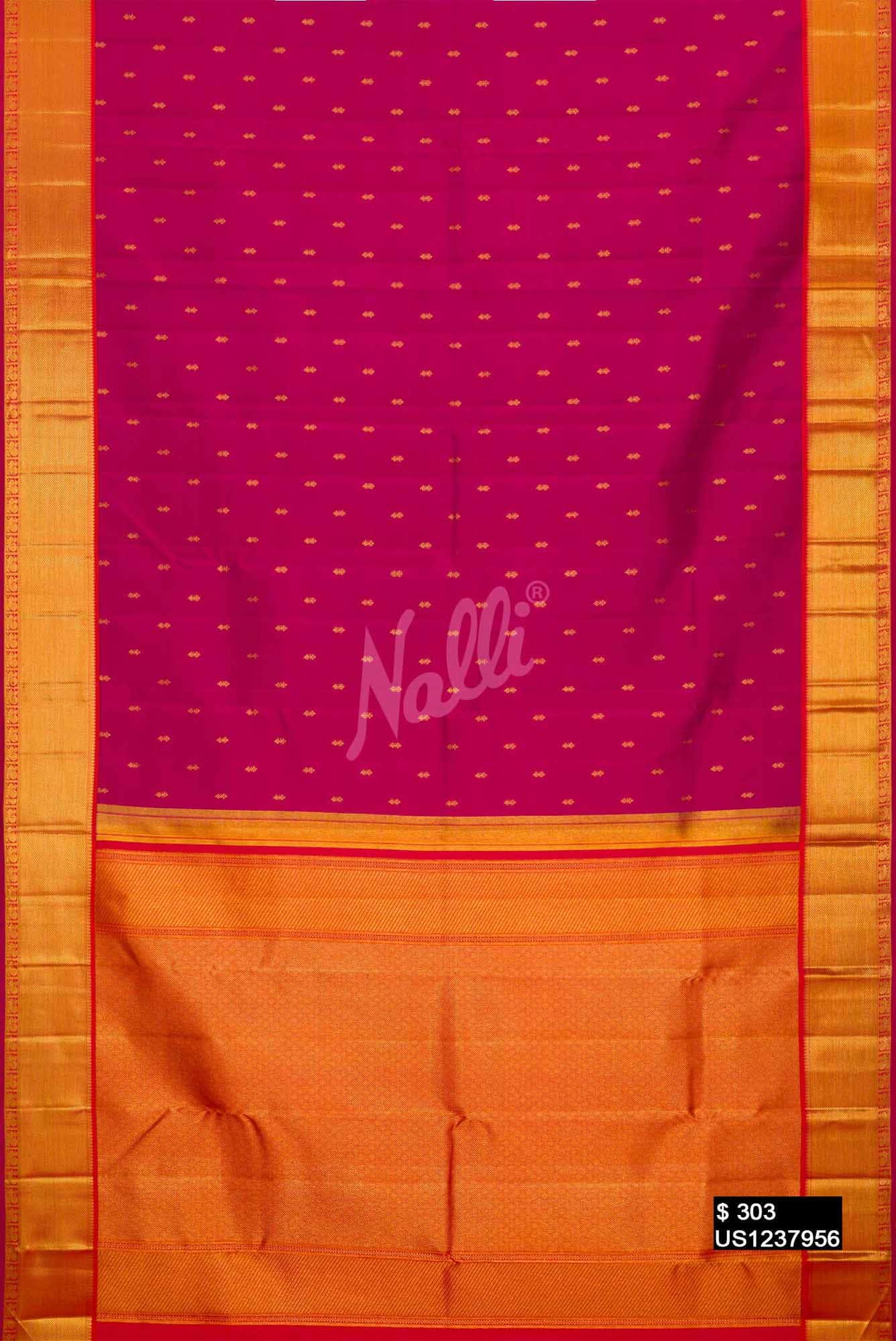 Dark Pink Kanchipuram Silk Saree