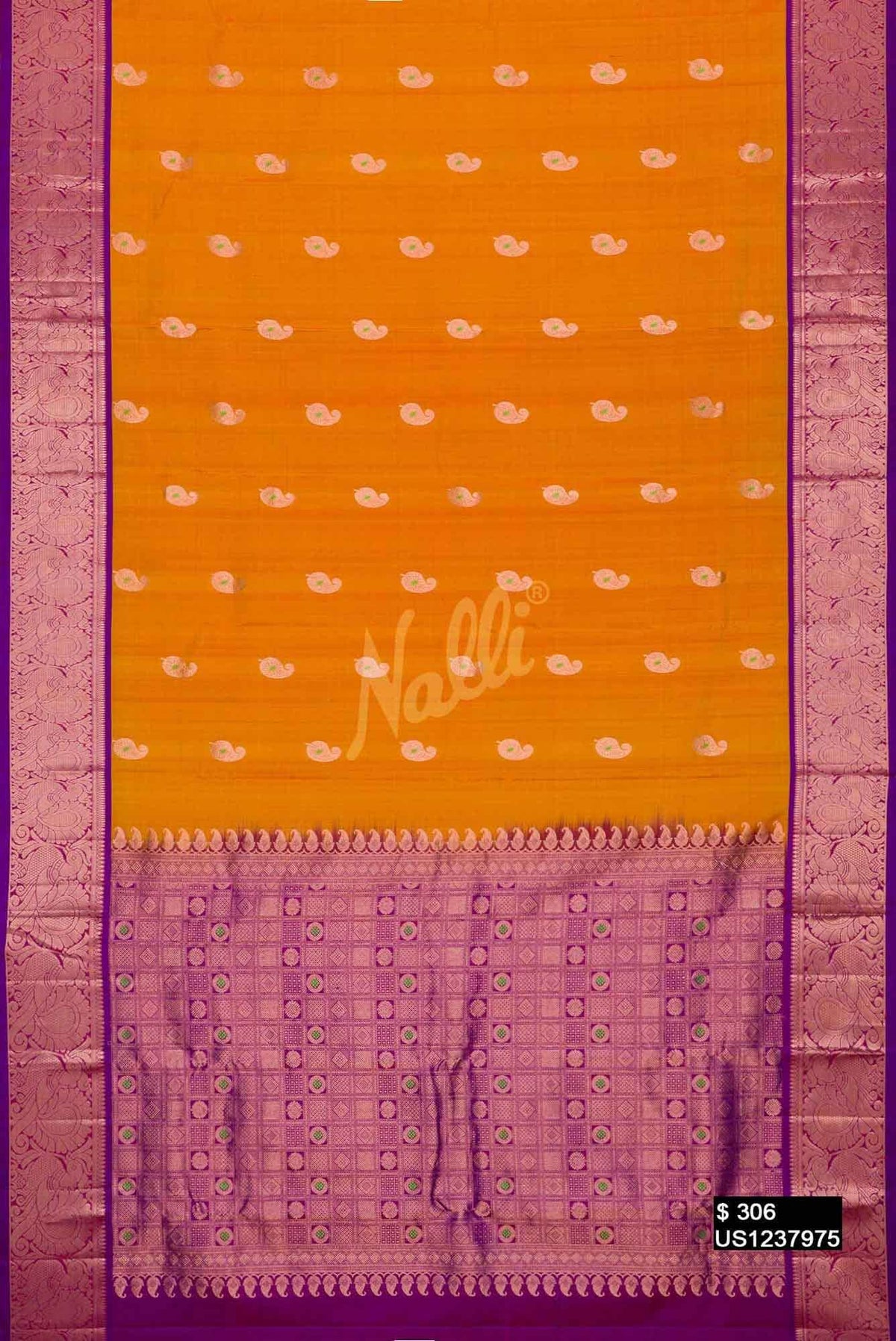 Mustard Kanchipuram Silk Saree