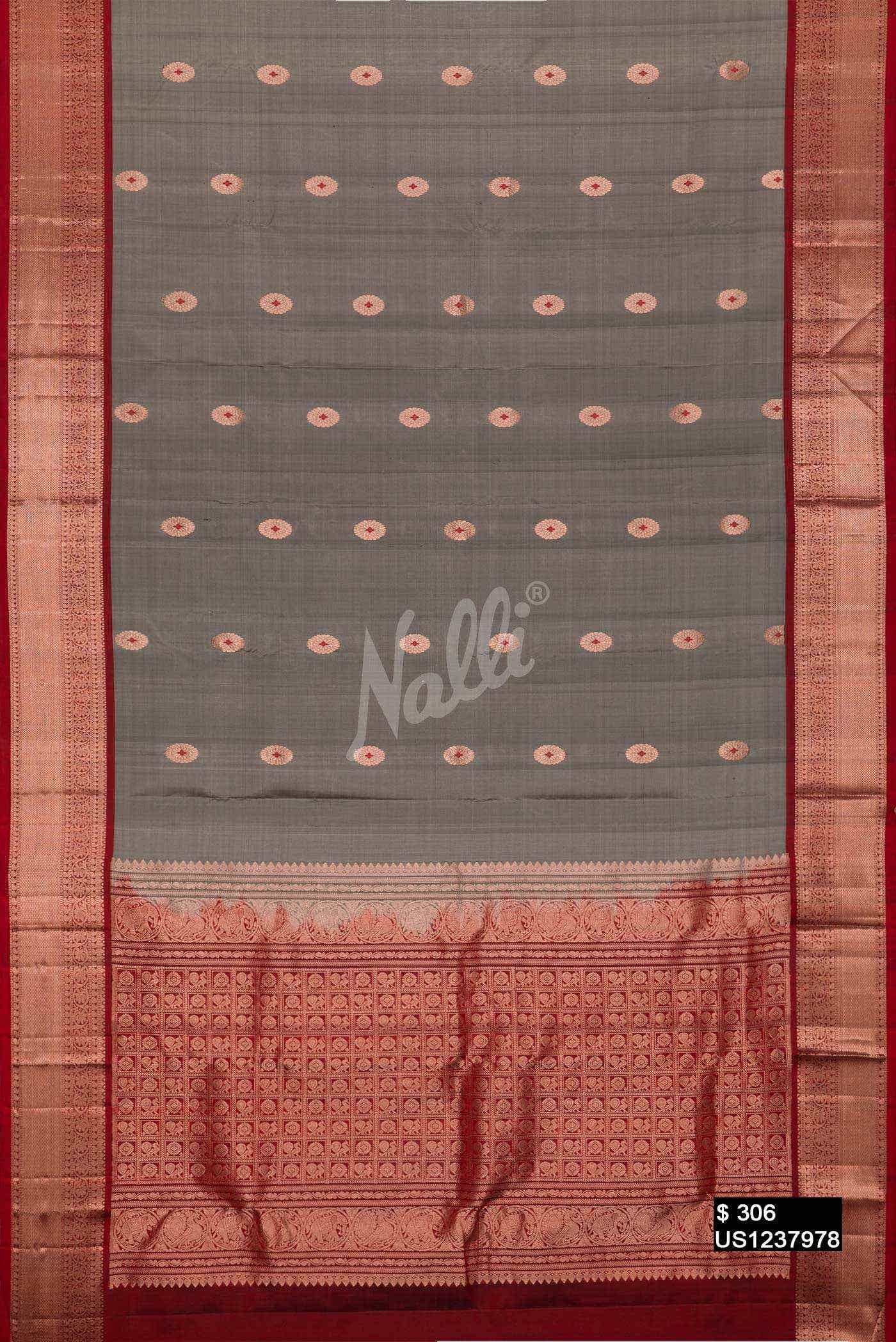 Grey Kanchipuram Silk Saree