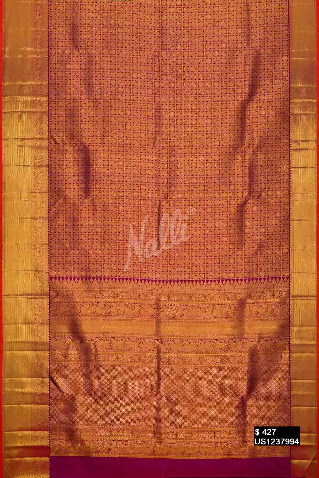 Purple Kanchipuram Silk Saree