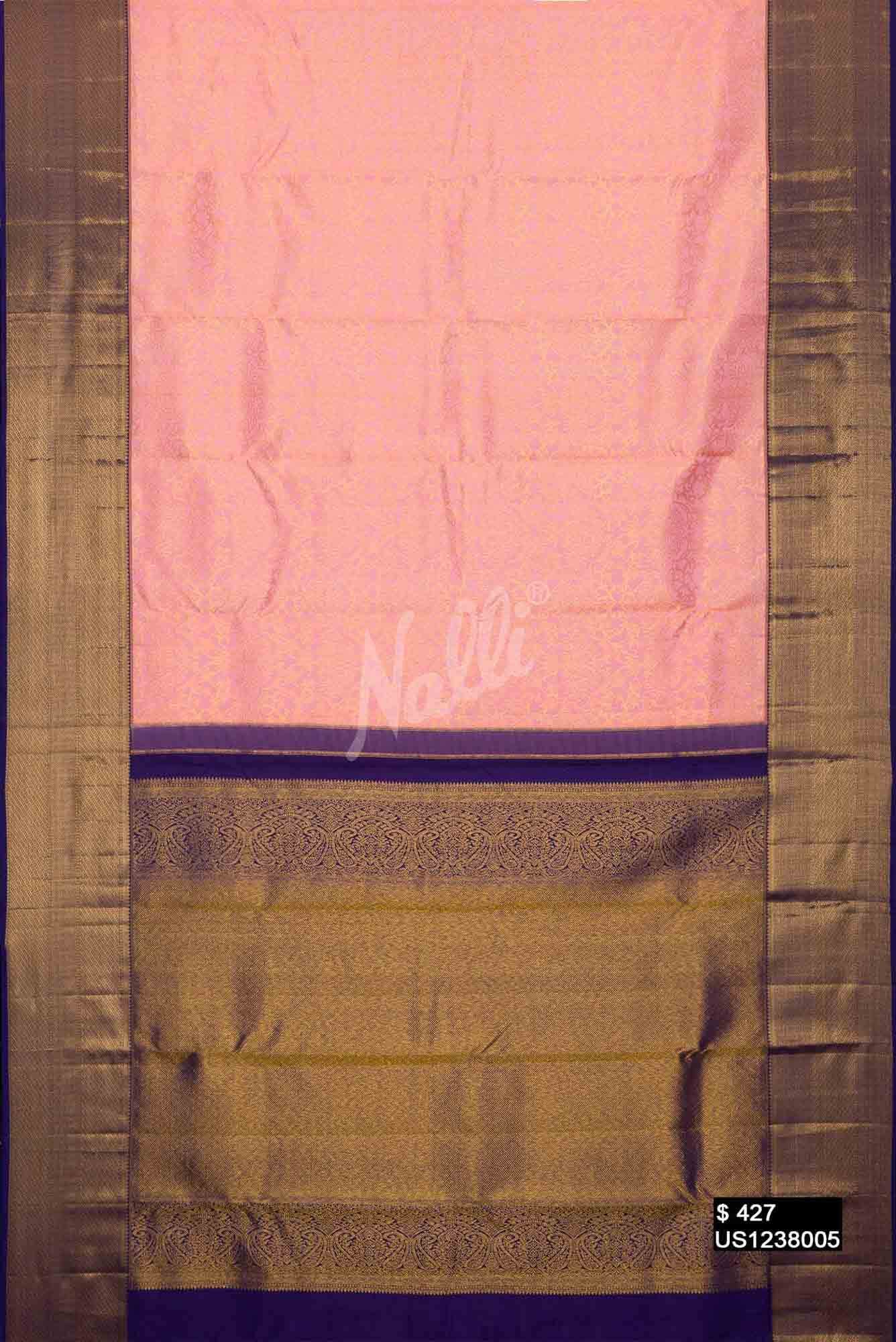 Peach Kanchipuram Silk Saree