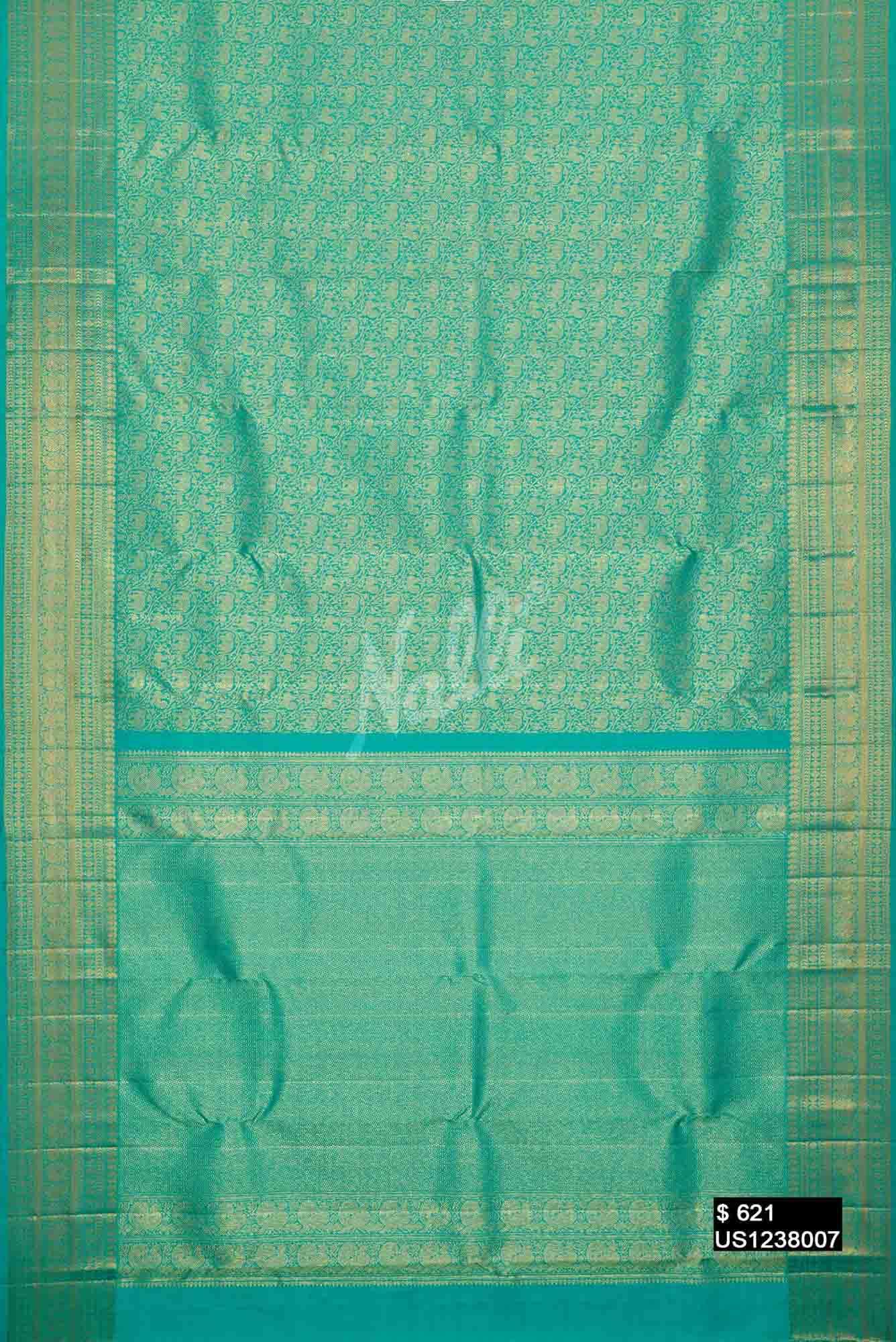 Sea Green Kanchipuram Silk Saree