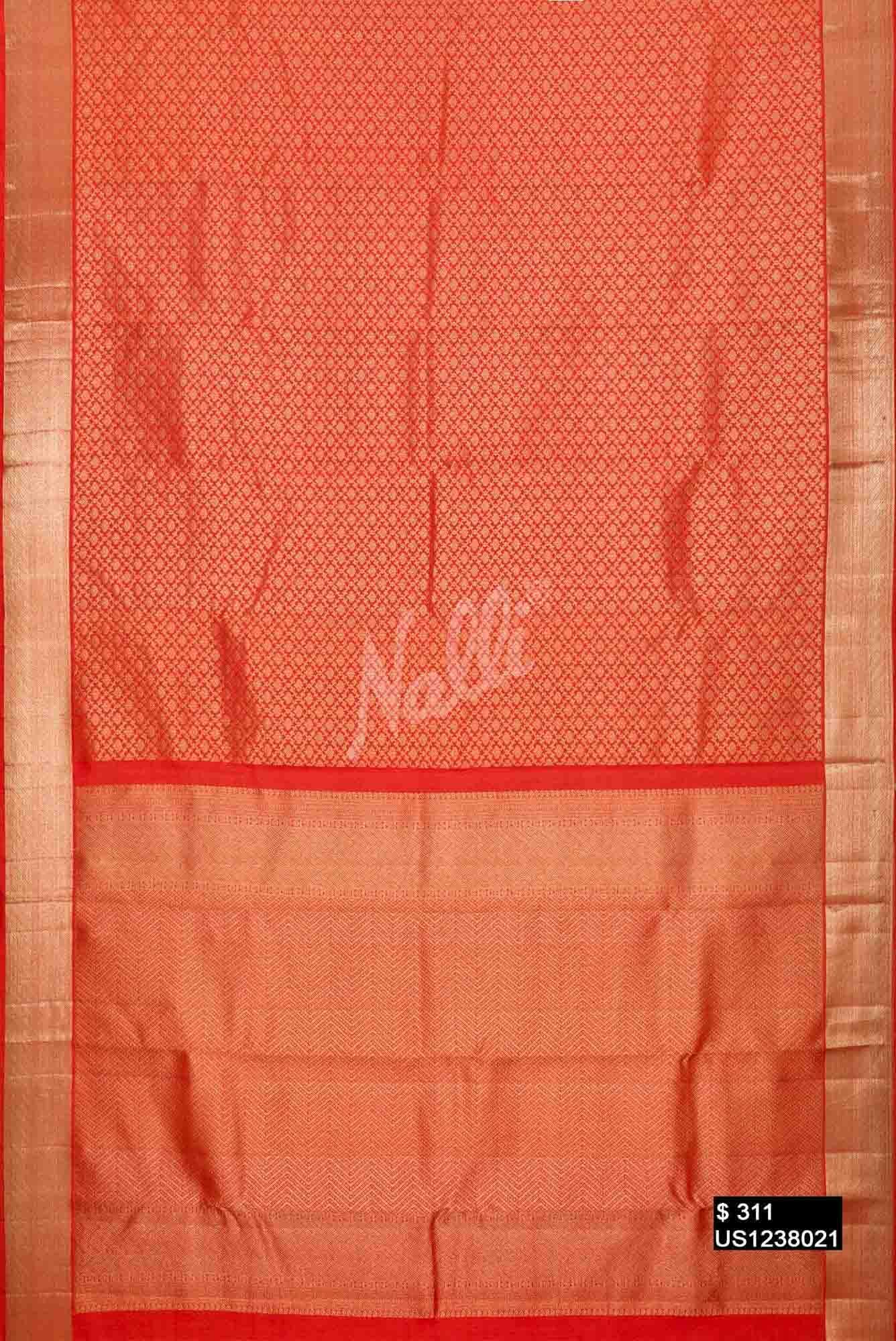Orange Kanchipuram Silk Saree
