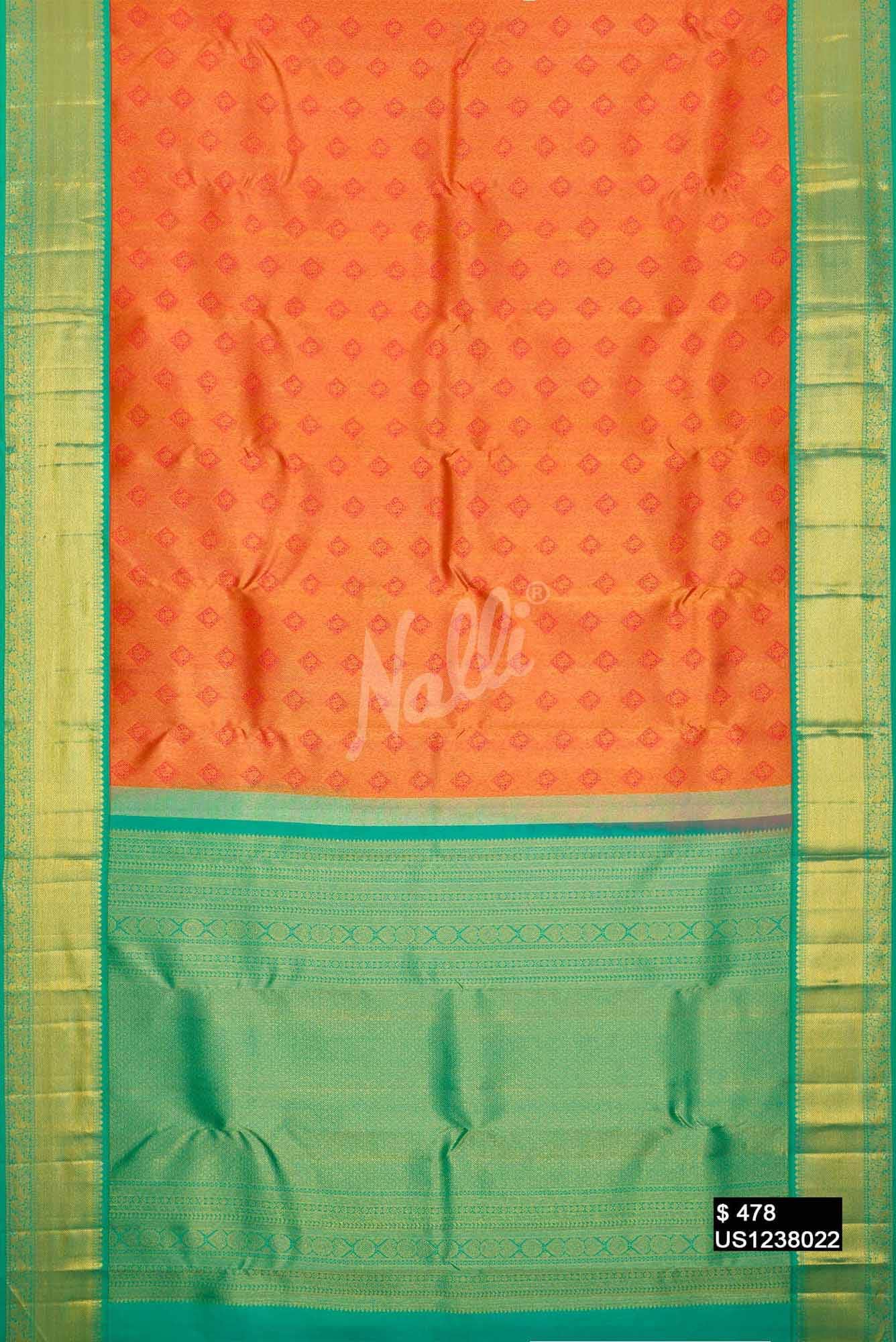 Peach Kanchipuram Silk Saree