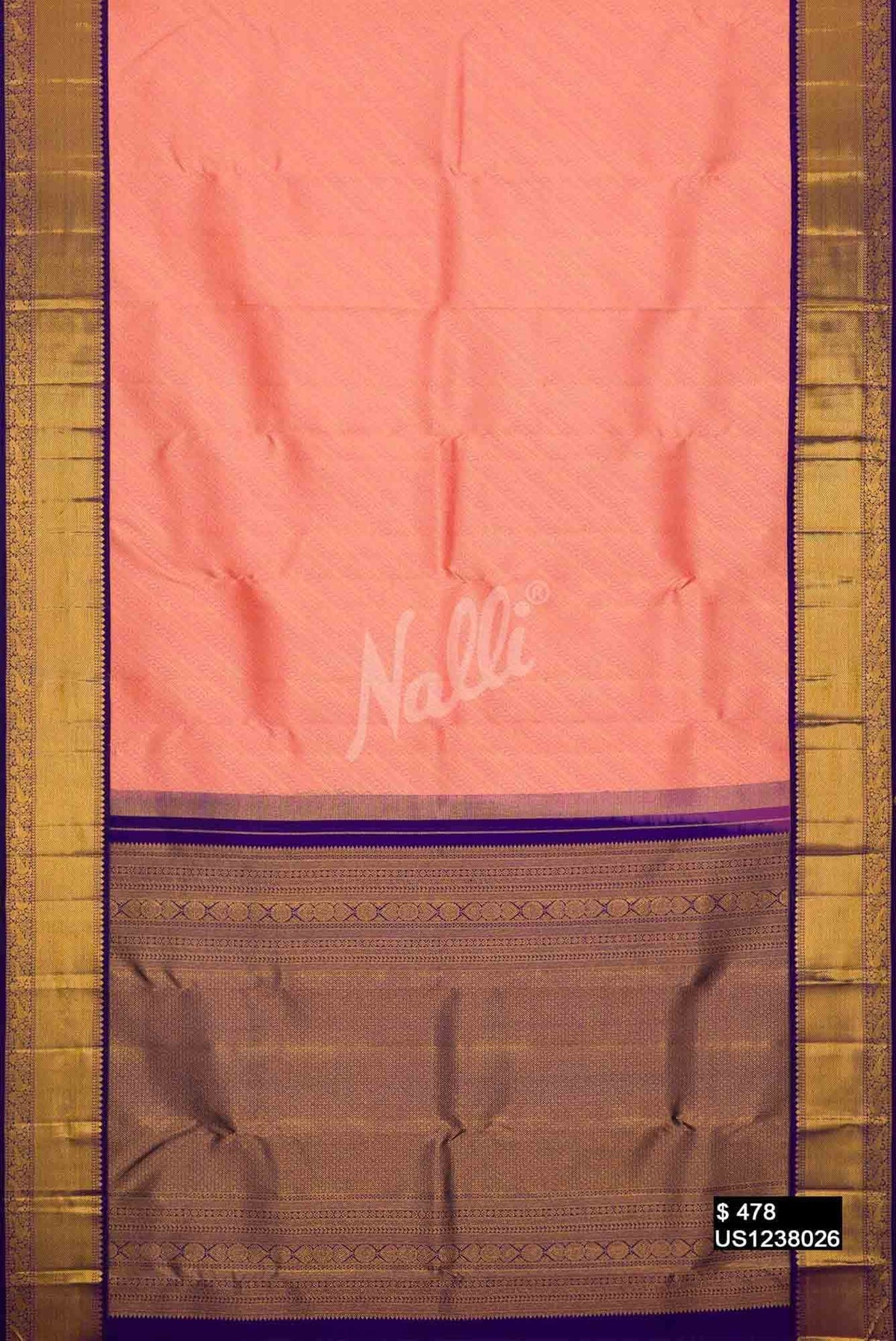 Peach Kanchipuram Silk Saree
