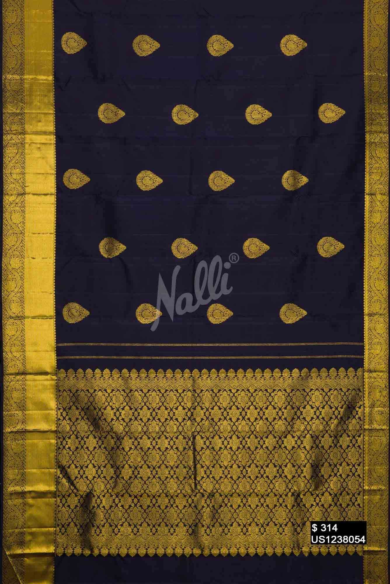 Navy Blue Kanchipuram Silk Saree