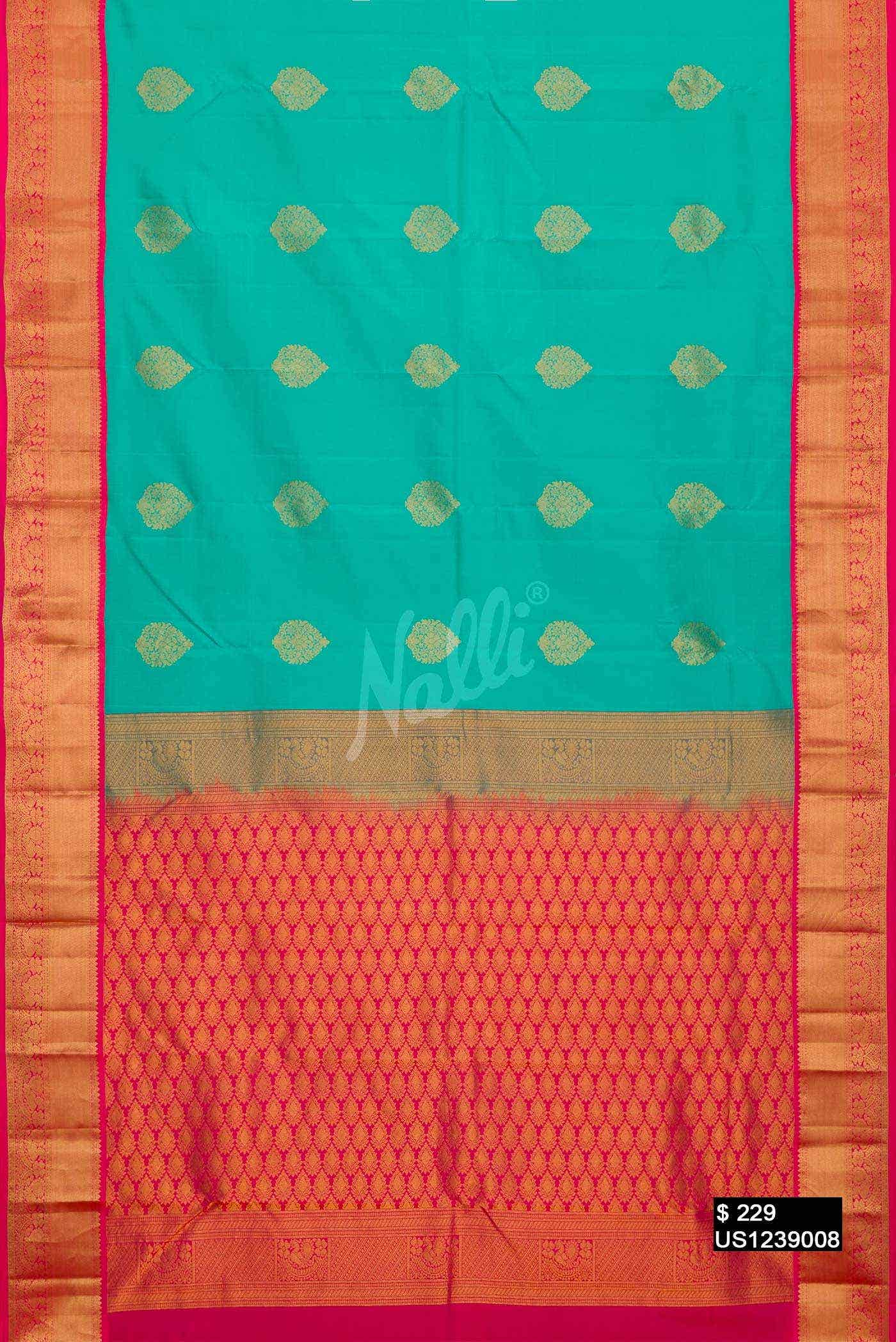 Sea Green Kanchipuram Silk Saree