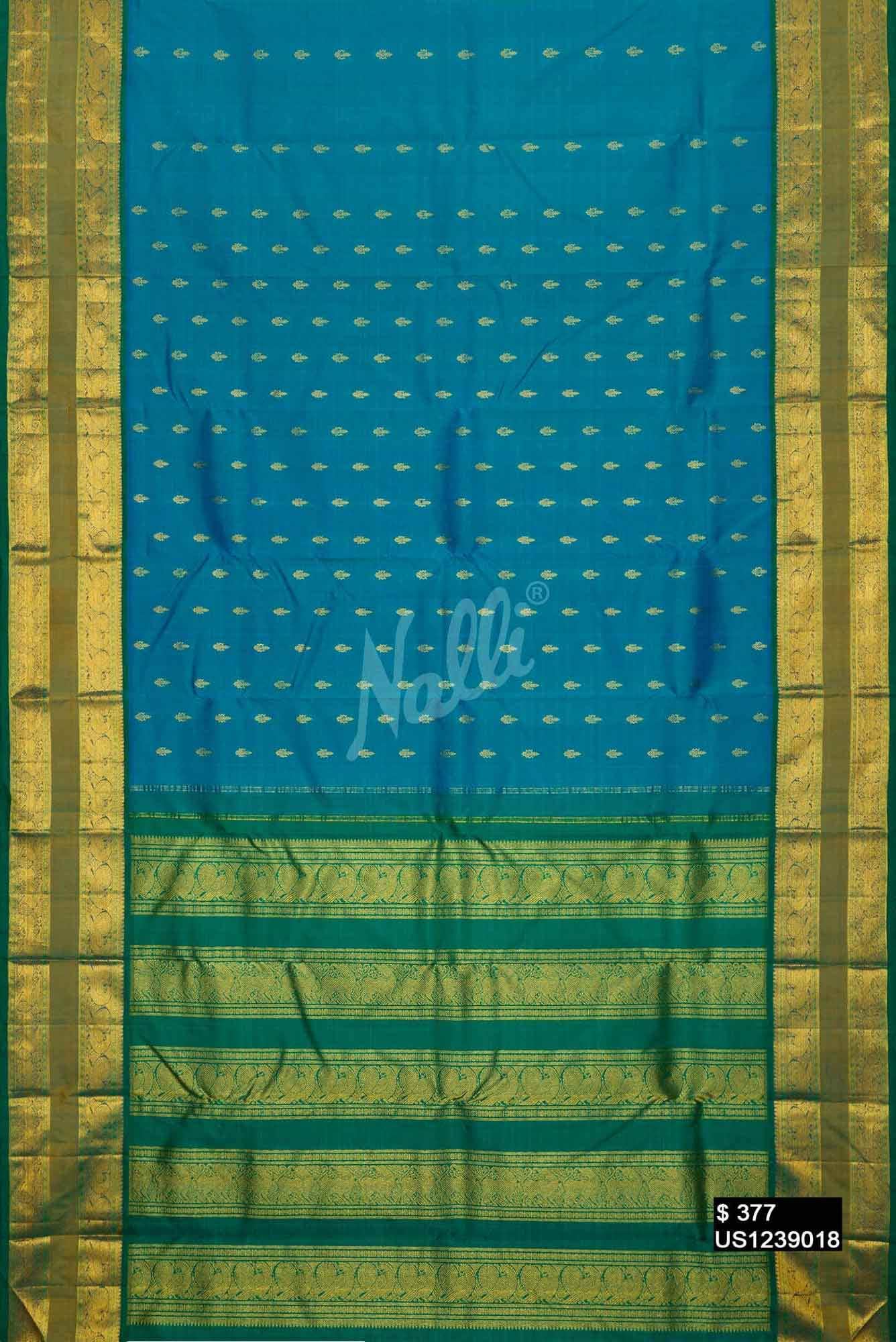 Sky Blue Kanchipuram Silk Saree