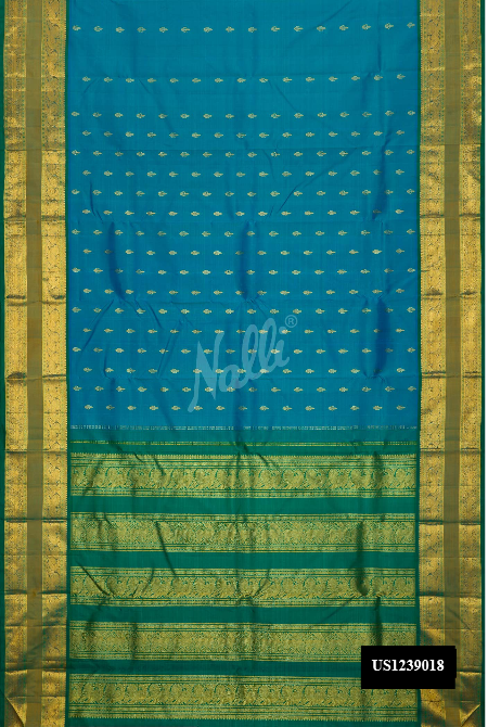 Sky Blue Kanchipuram Silk Saree