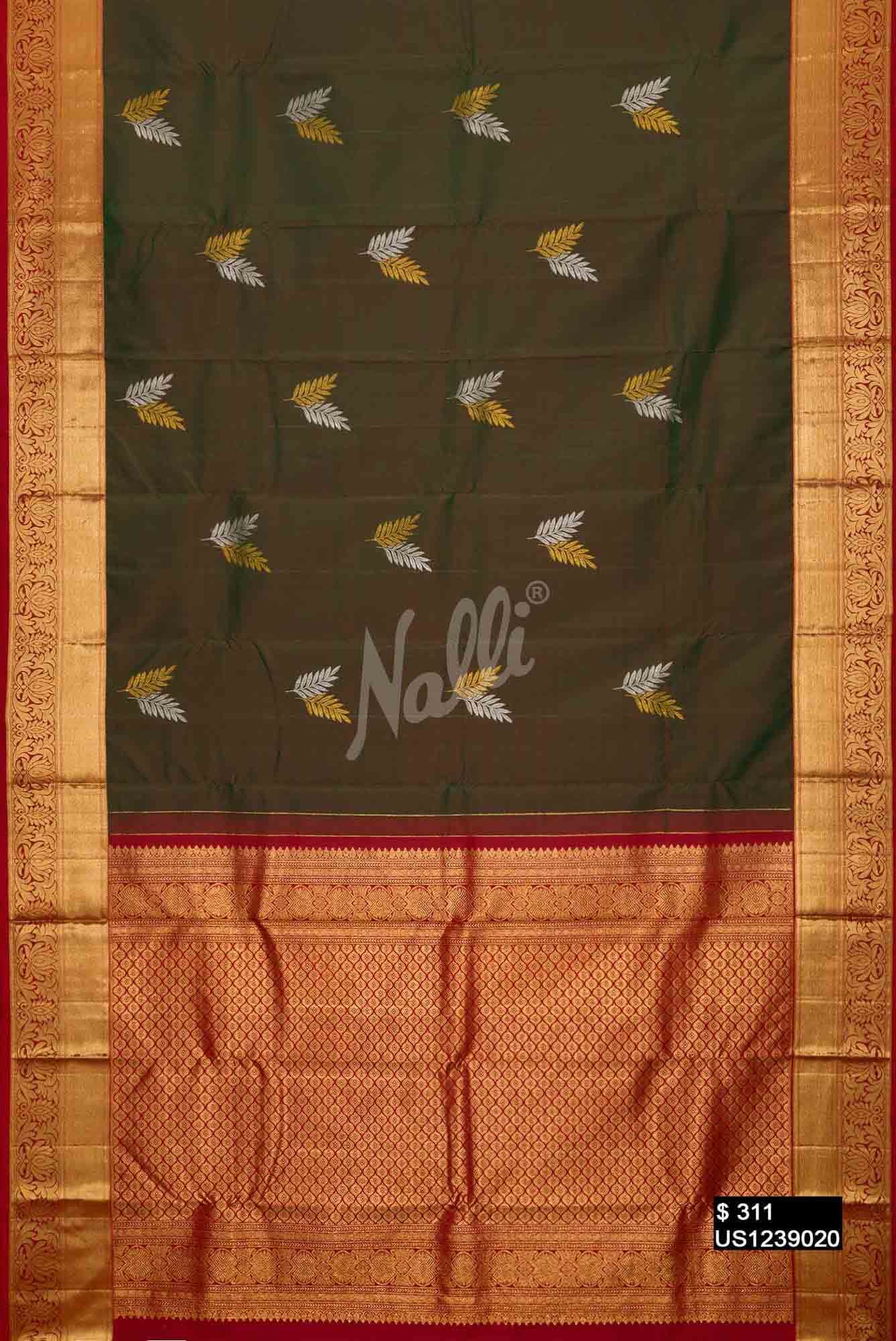 Bottle Green Kanchipuram Tissue Silk Saree