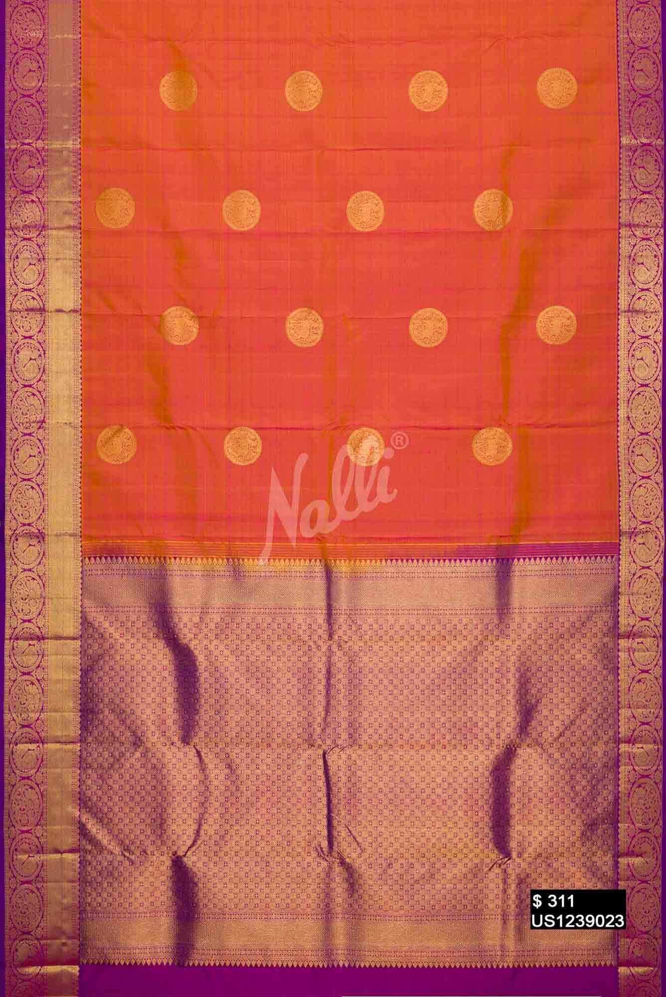 Mustard Kanchipuram Silk Saree