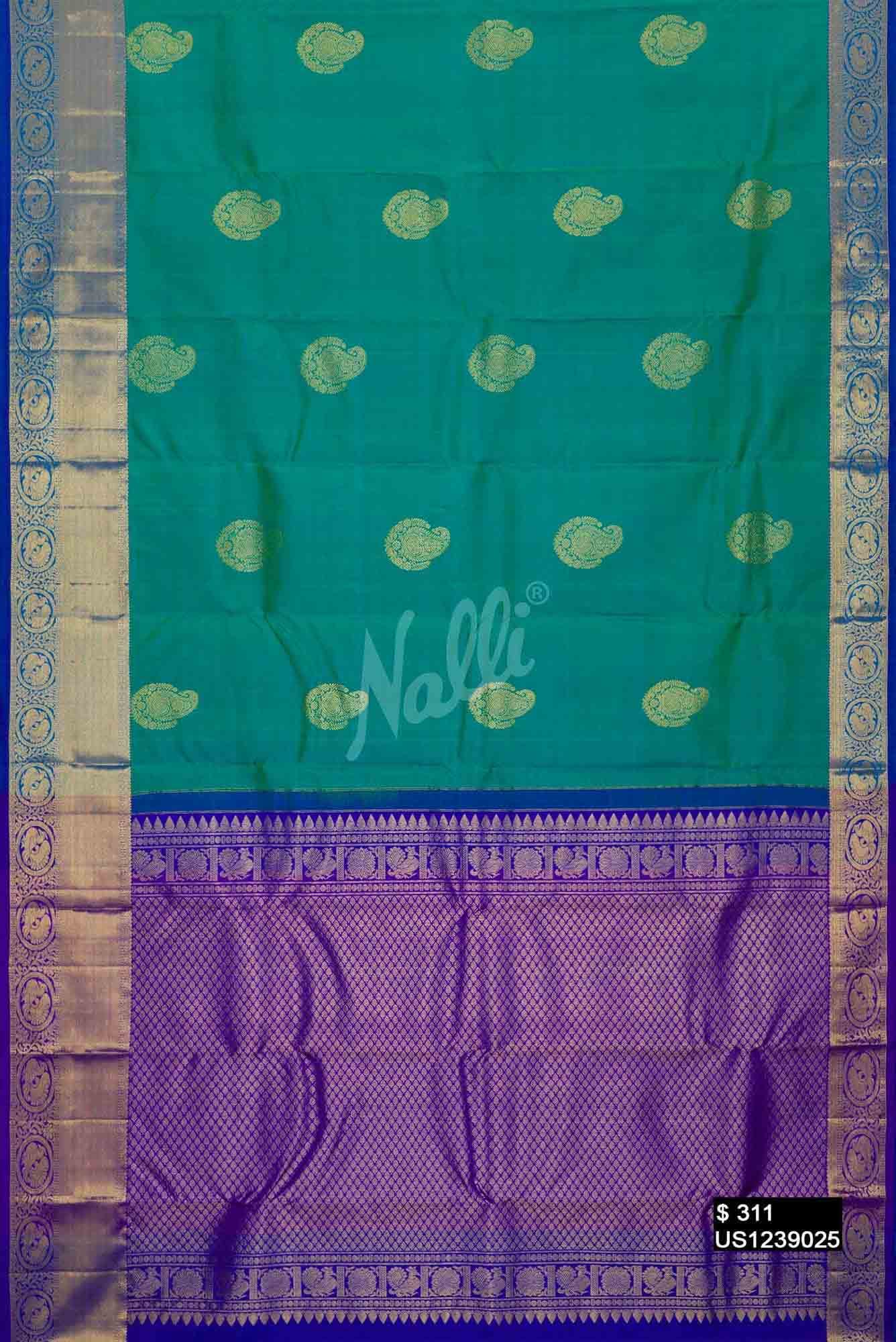 Sea Green Kanchipuram Silk Saree