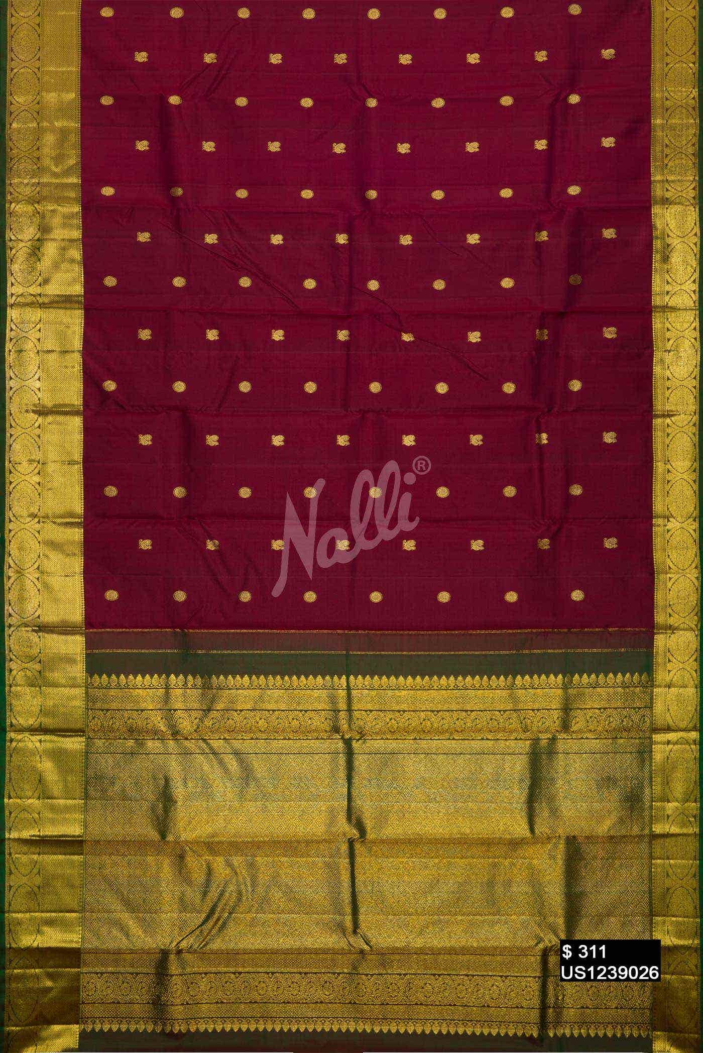 Maroon Kanchipuram Silk Saree