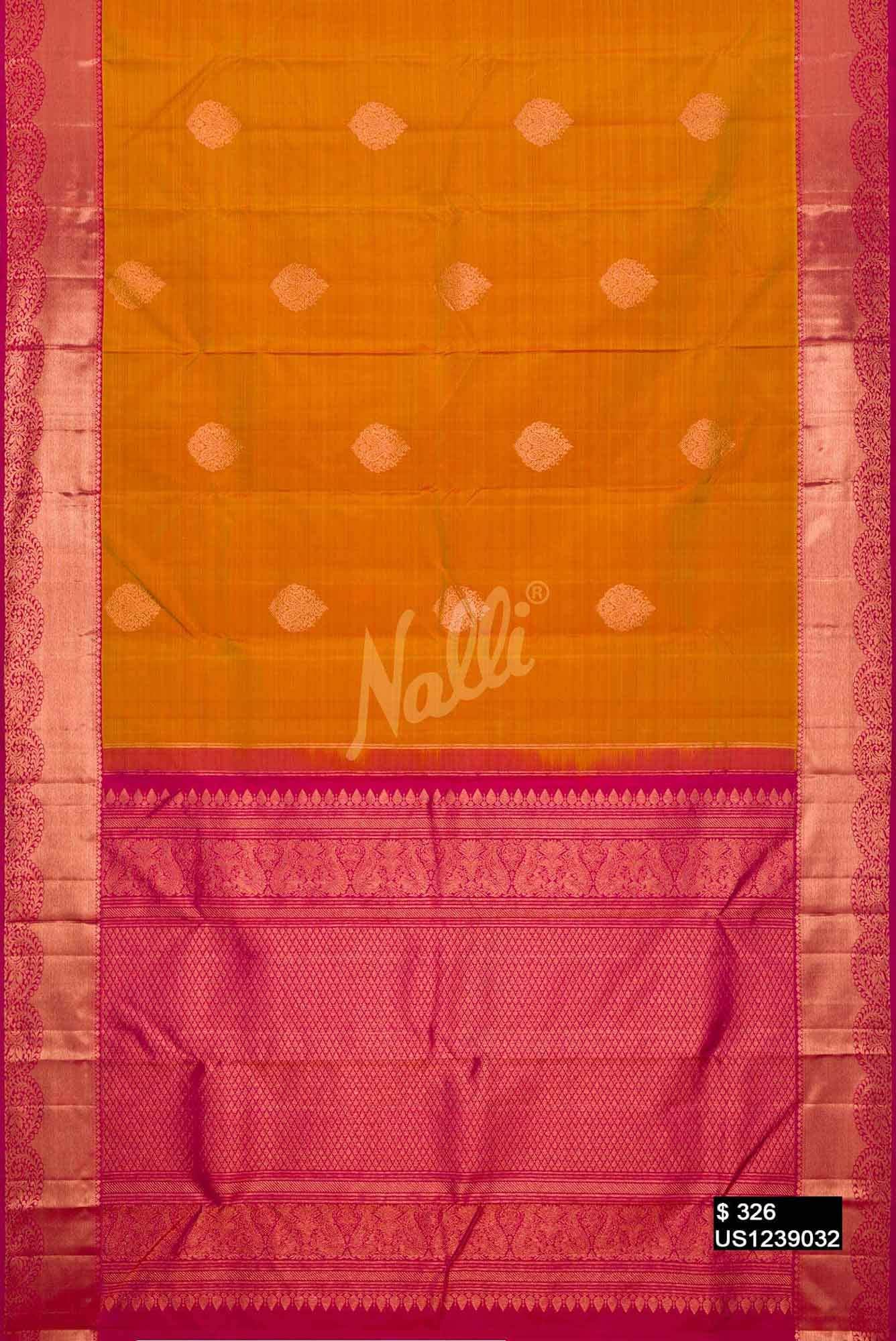 Mustard Kanchipuram Silk Saree