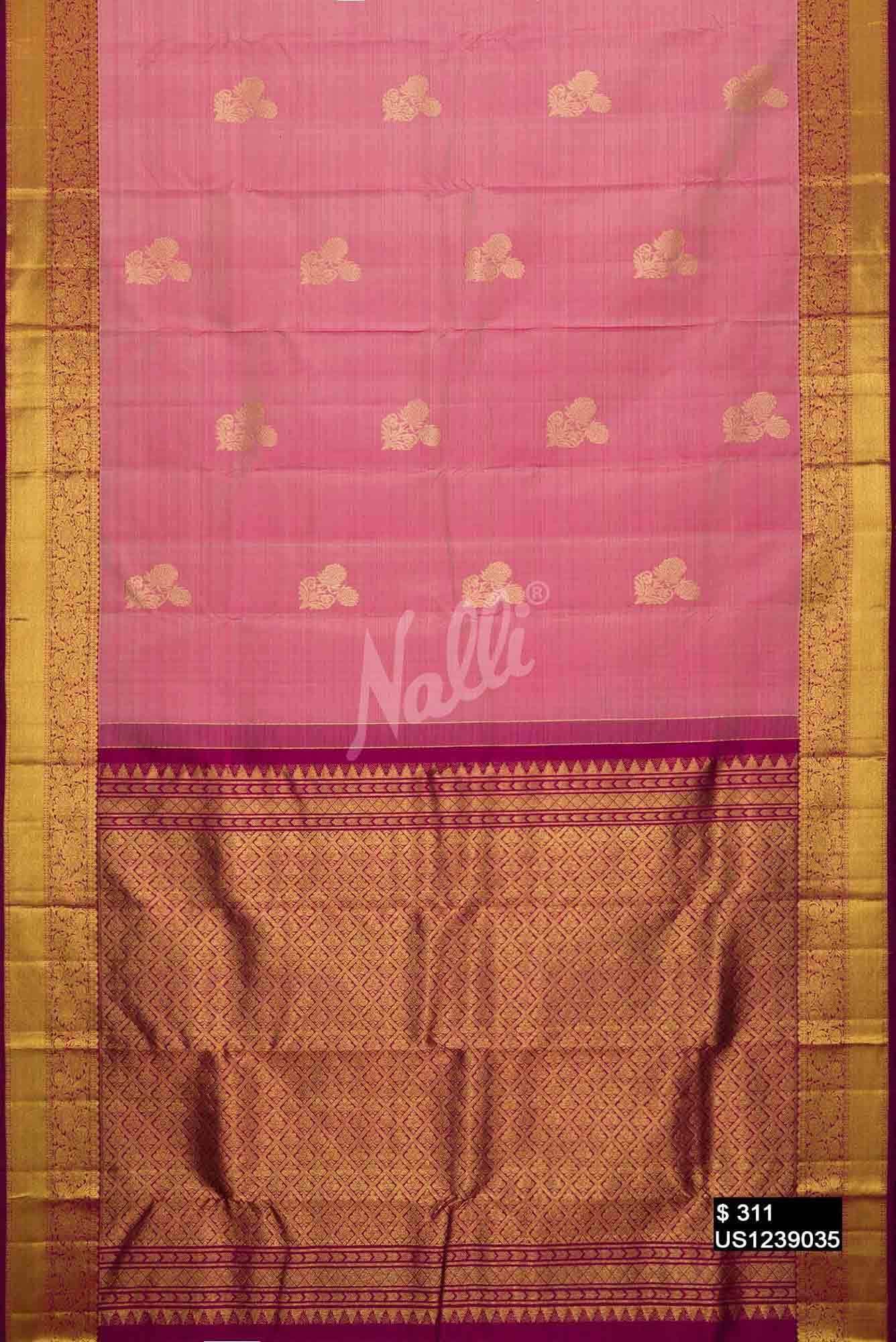Rose Pink Kanchipuram Silk Saree
