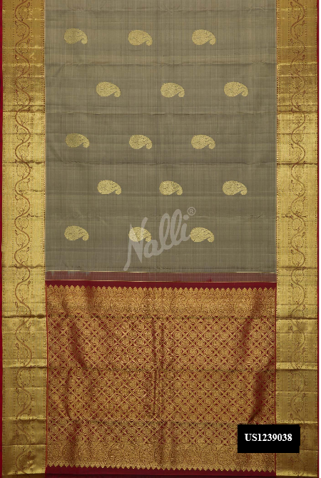 Grey Kanchipuram Silk Saree
