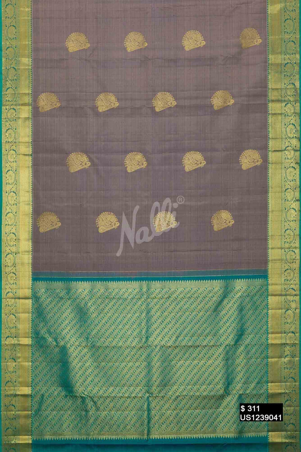 Grey Kanchipuram Silk Saree