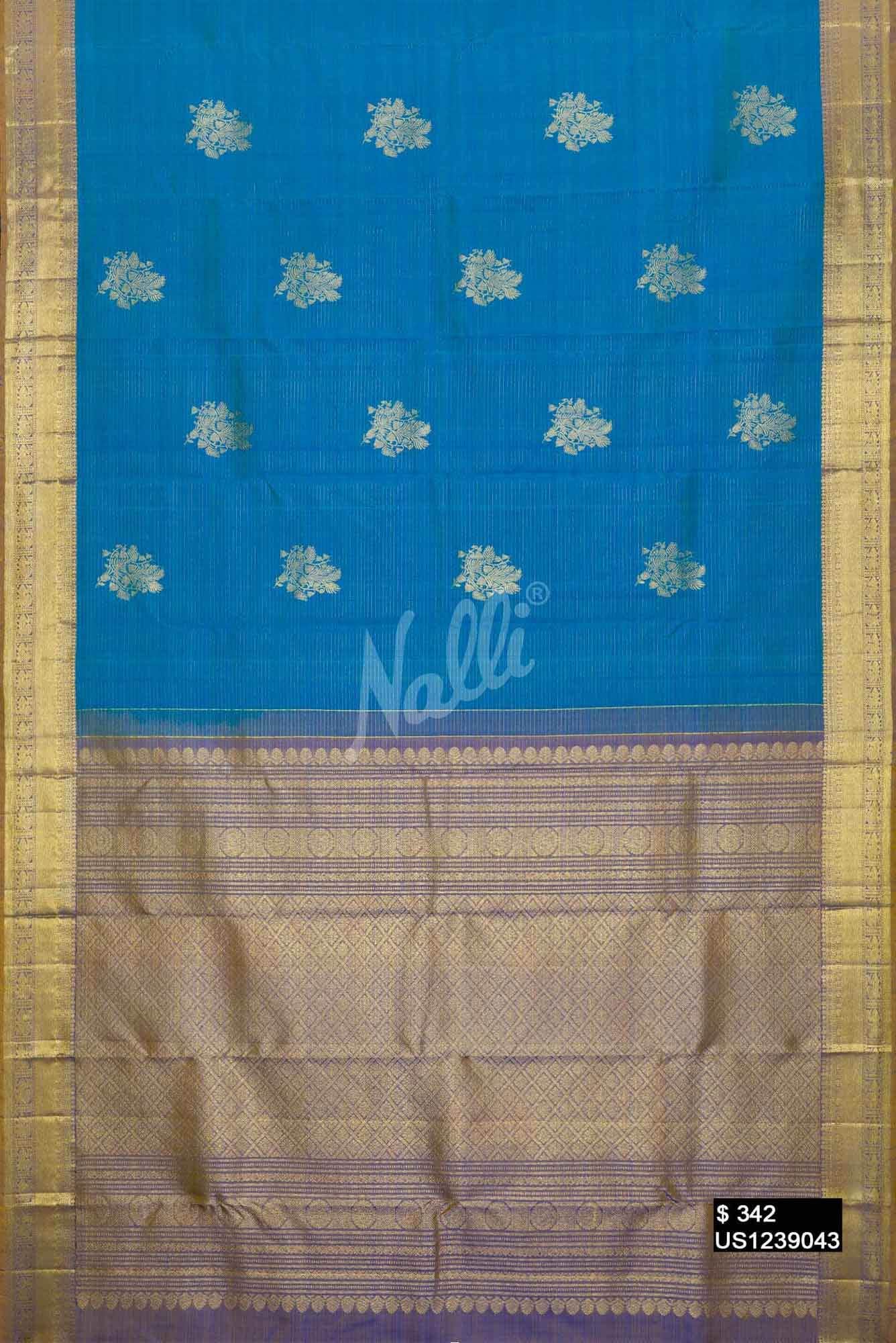 Sky Blue Kanchipuram Silk Saree