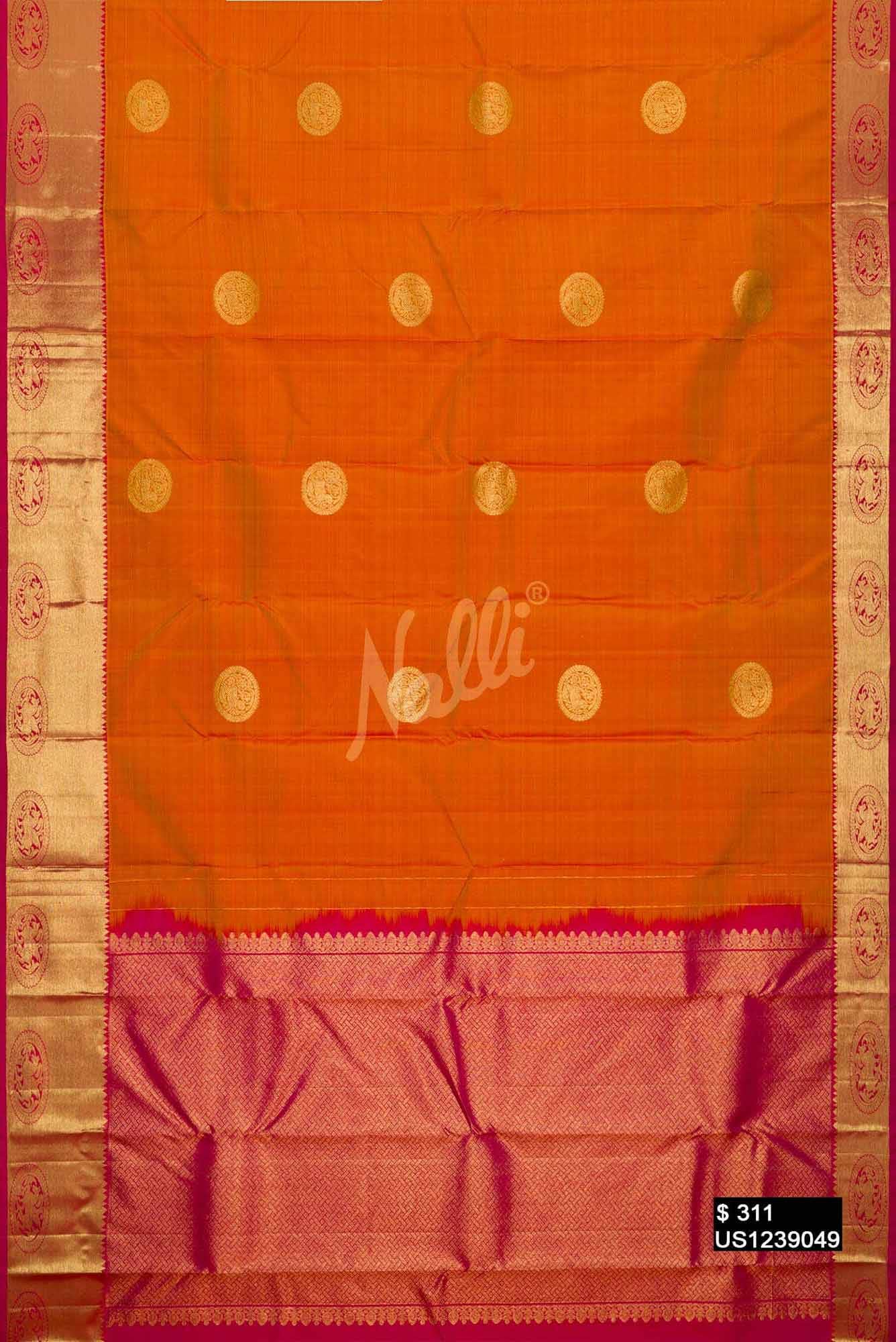 Mustard Kanchipuram Silk Saree