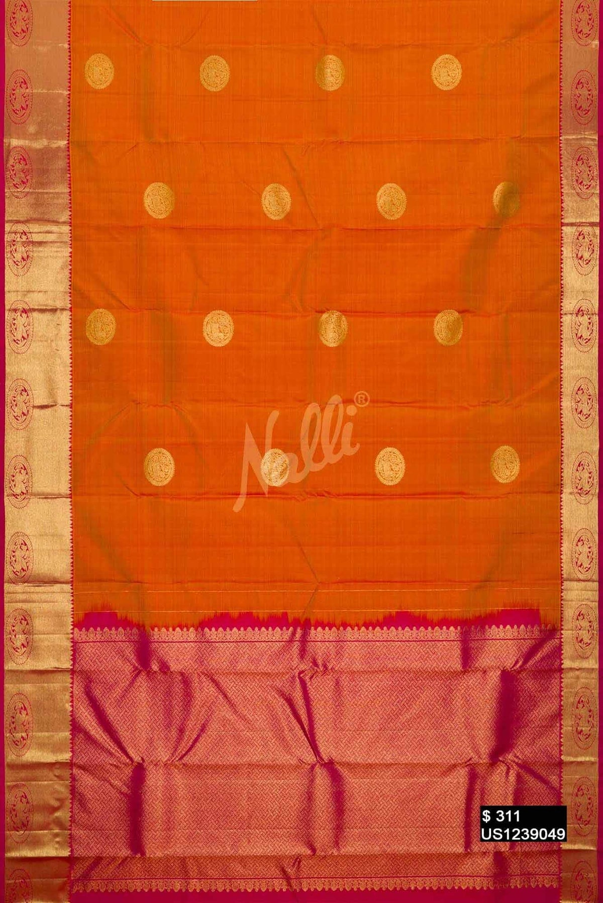 Mustard Kanchipuram Silk Saree