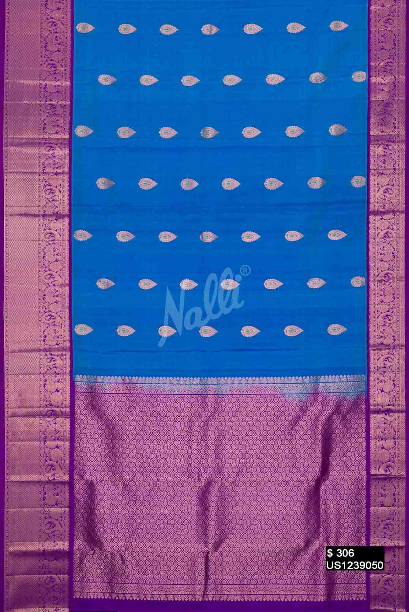Sky Blue Kanchipuram Silk Saree
