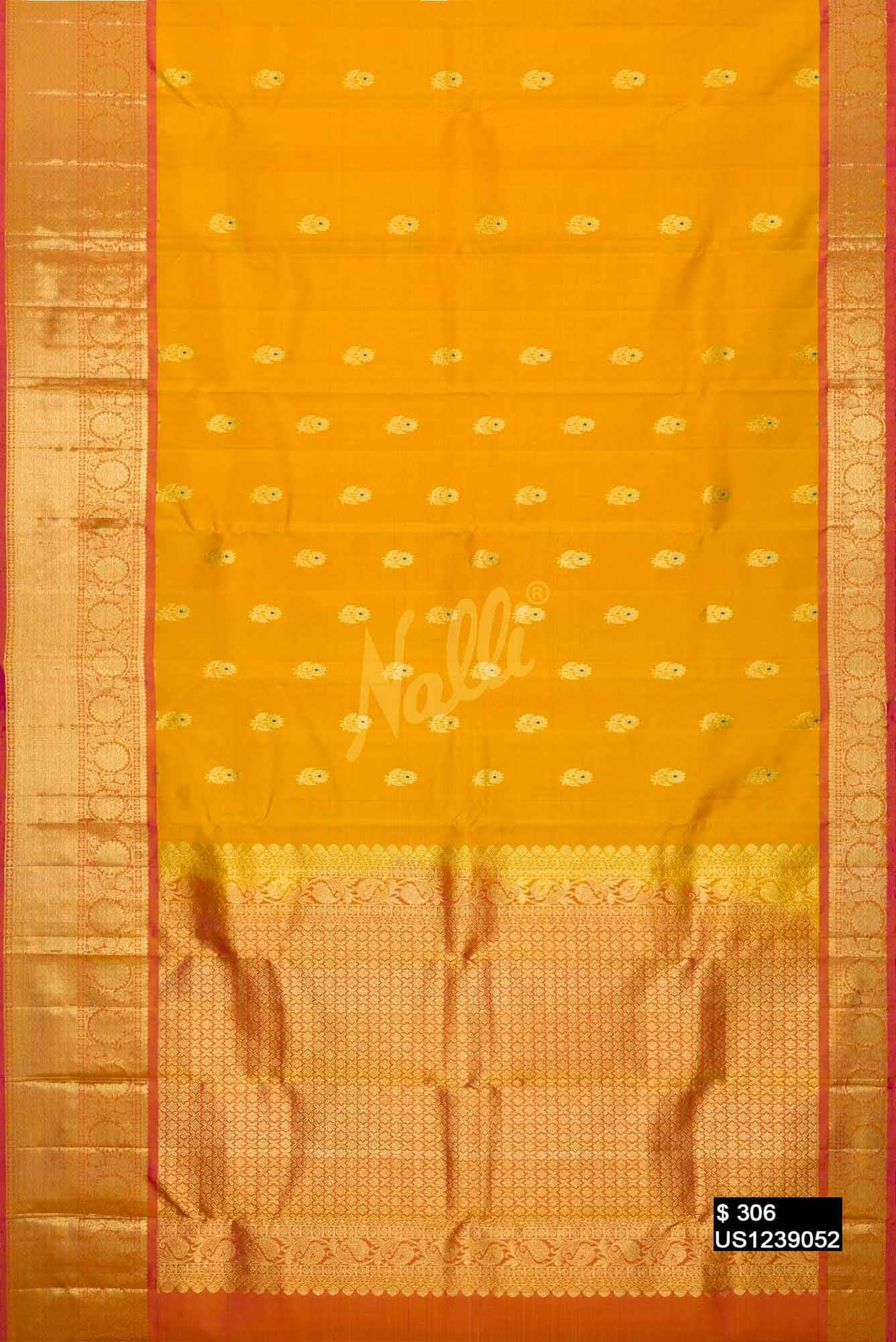 Yellow Kanchipuram Silk Saree
